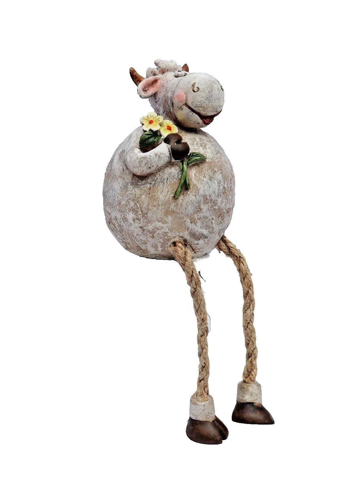 dekotrend.gallery Kantenhocker Deko Kuh Kantensitzer Stier Bulle Garten Tier Skulptur Figur Objekt, Tierfigur Dekofigur Dekoskulptur Dekoobjekt aus Polyresin (Kunststein)