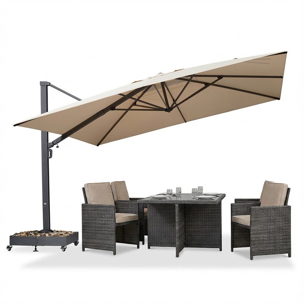 PURPLE LEAF Sonnenschirm Quadratisch Außenbereich Alu Terrassenschirm, großer Ampelschirm, LxB: 300,00x300,00 cm, 360° drehbar, höhenverstellbar, UV-beständig, für Garten, Terrasse, Pool