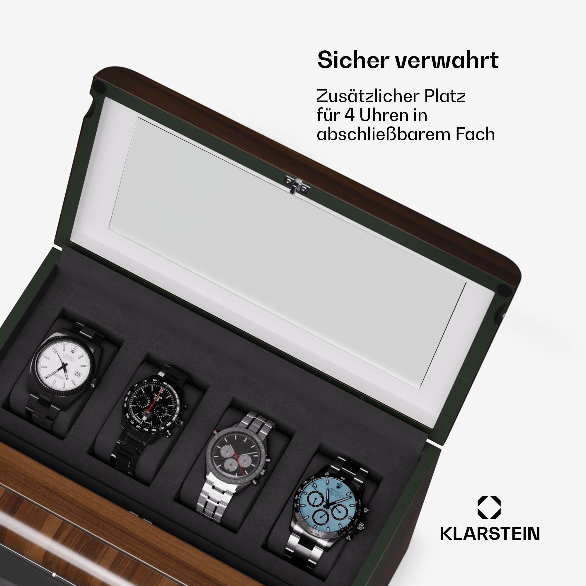 Klarstein Uhrenbeweger Valmont 6+4 Uhrenbeweger, Uhrenboxen Uhrenkasten Uhrenbeweger 10 Uhren