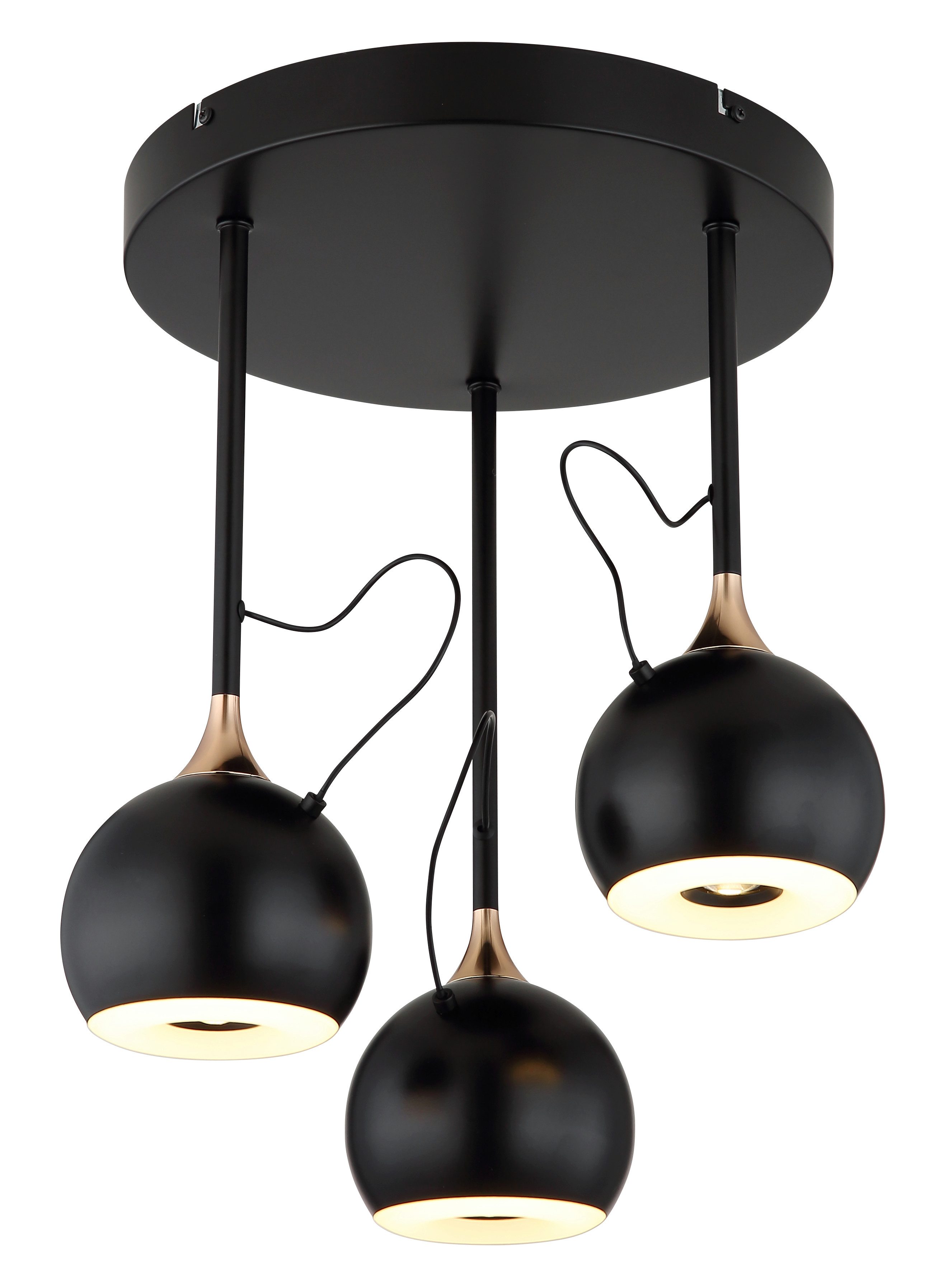 GLOBO LIGHTING Deckenleuchte DONOVAN, LED fest integriert, Warmweiß, Deckenleuchte Schwarz/Gold, Acryl opal, magnetisch, LED 30W