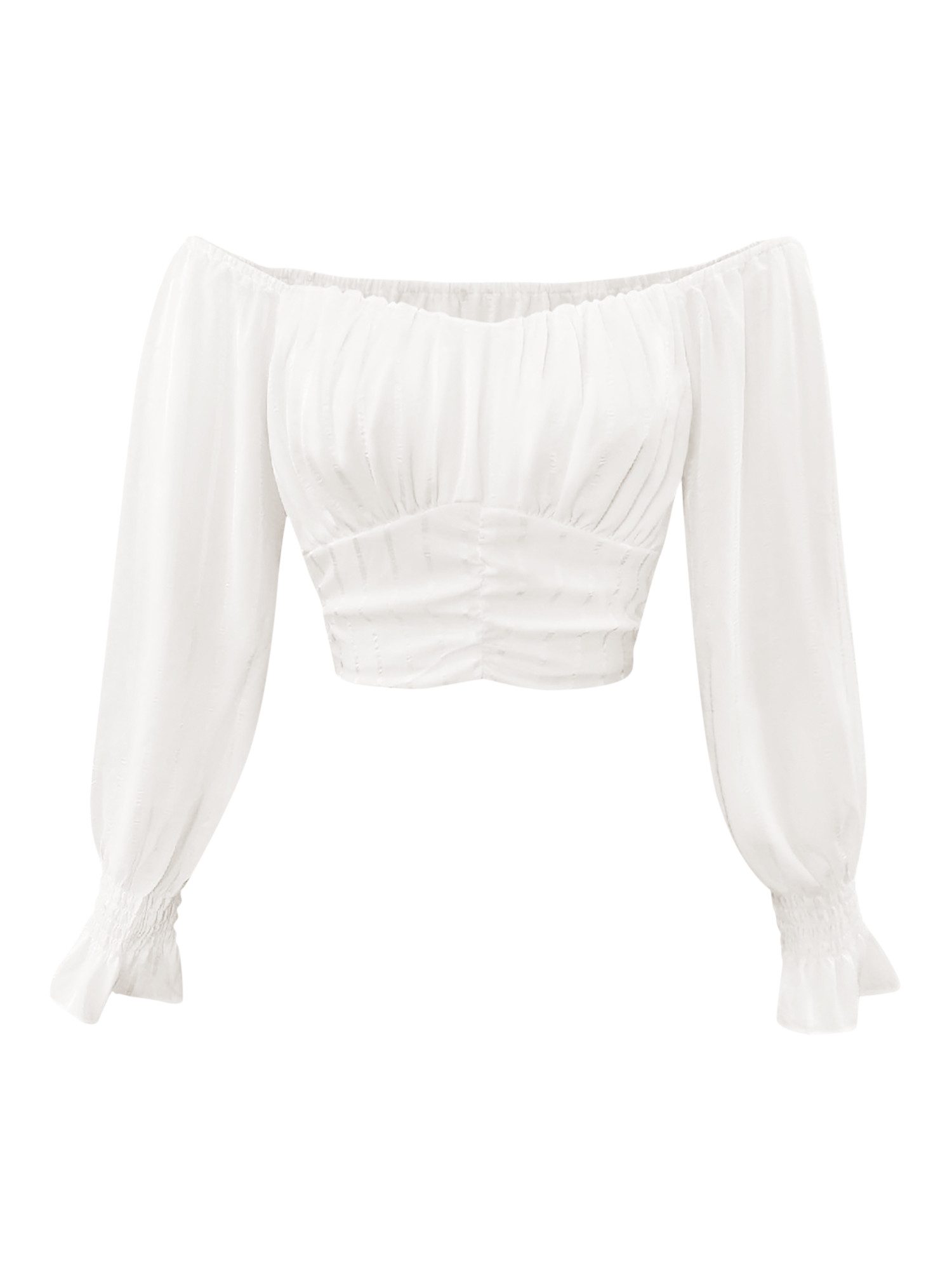 Imily Bela Langarmbluse Damen Schulterfreies Oberteil (Packung, 1-tlg., 1per-Pack) Einfarbig