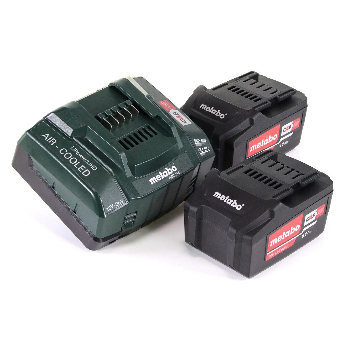metabo Akku Basis Set 18V mit 2x Akku 5,2Ah + Ladegerät ASC 145 (685051000) Akkupacks