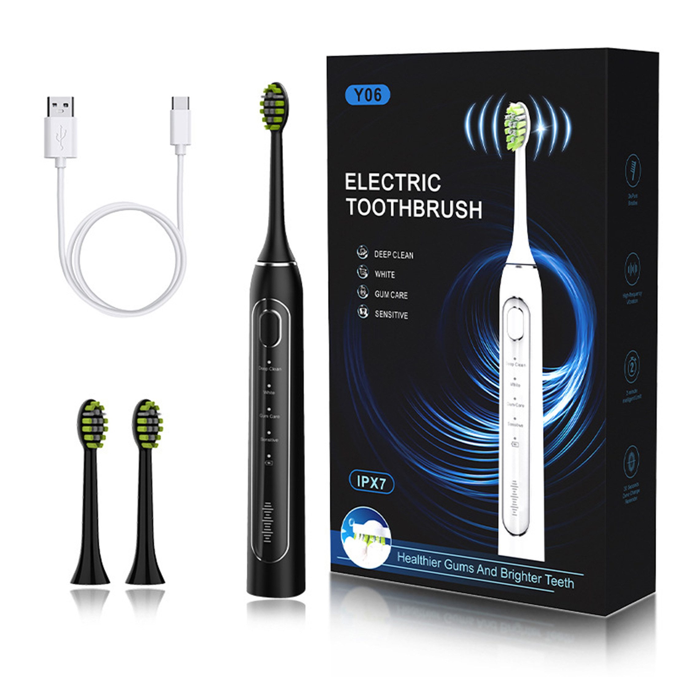 KÜLER Elektrische Zahnbürste Elektrische Zahnbürste für Erwachsene,Magnetschwebe-Schallzahnbürste, Aufsteckbürsten: 2 St., 4 Einstellmodi,2 Zahnbürstenköpfe