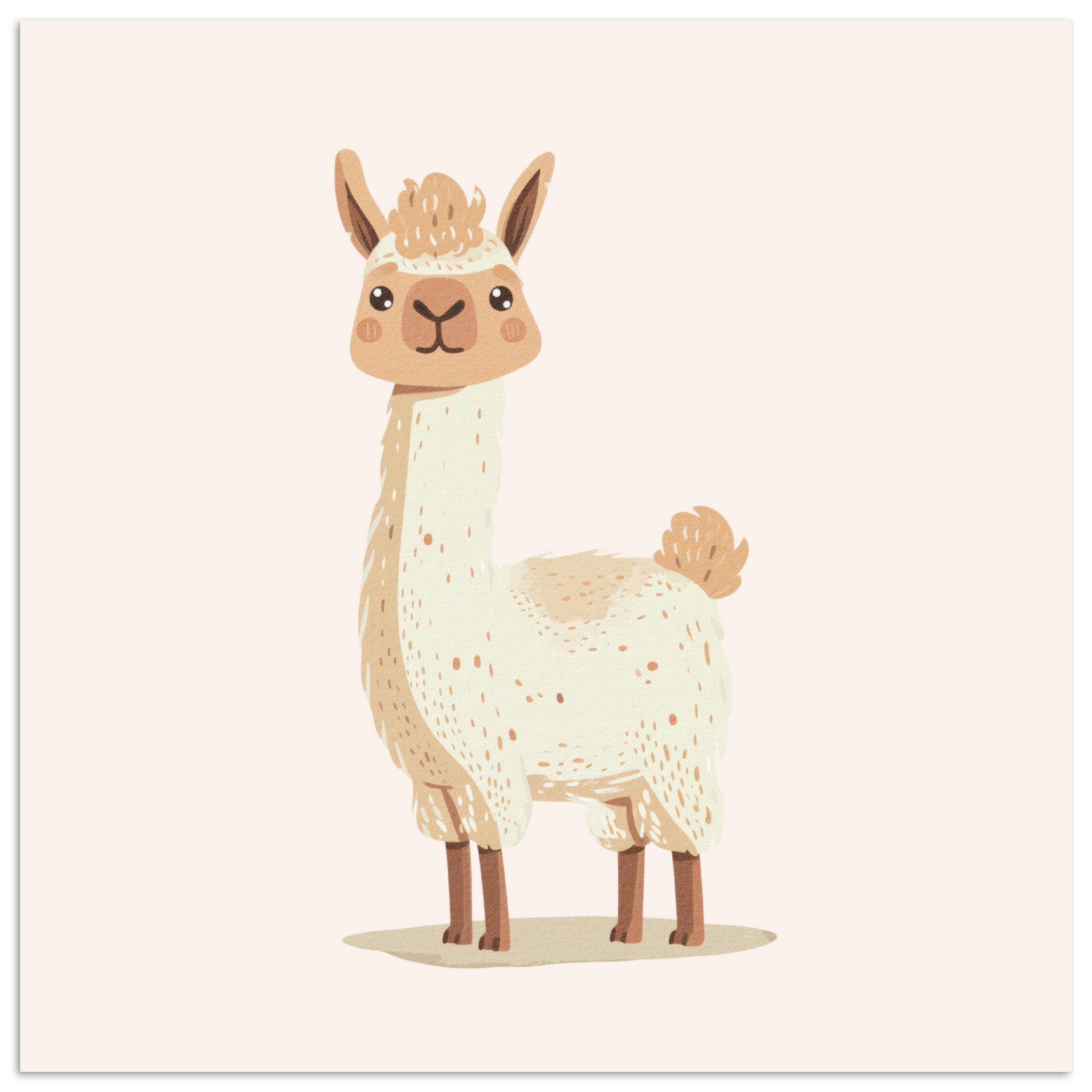 Poster Lama - Tiere - Bauernhof - Pastell