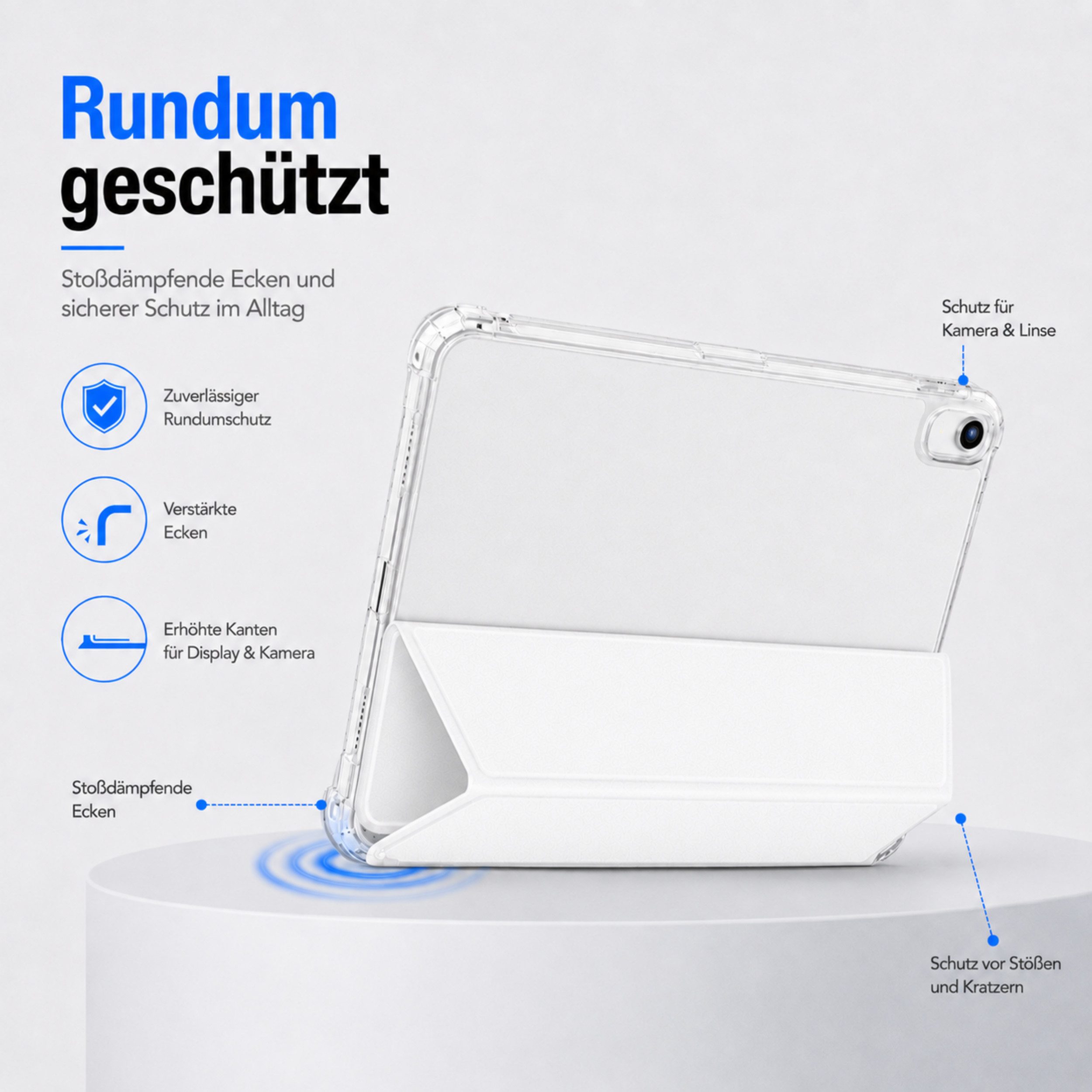 PlugUp Tablet-Hülle iPad Air 13 Zoll M4/M3/M2 (2026/2025/2024) mit Stifthalter 13 Zoll, iPad Air Hülle mit Stifthalter, dünn & transparente Rückseite – Bild 5 von 5