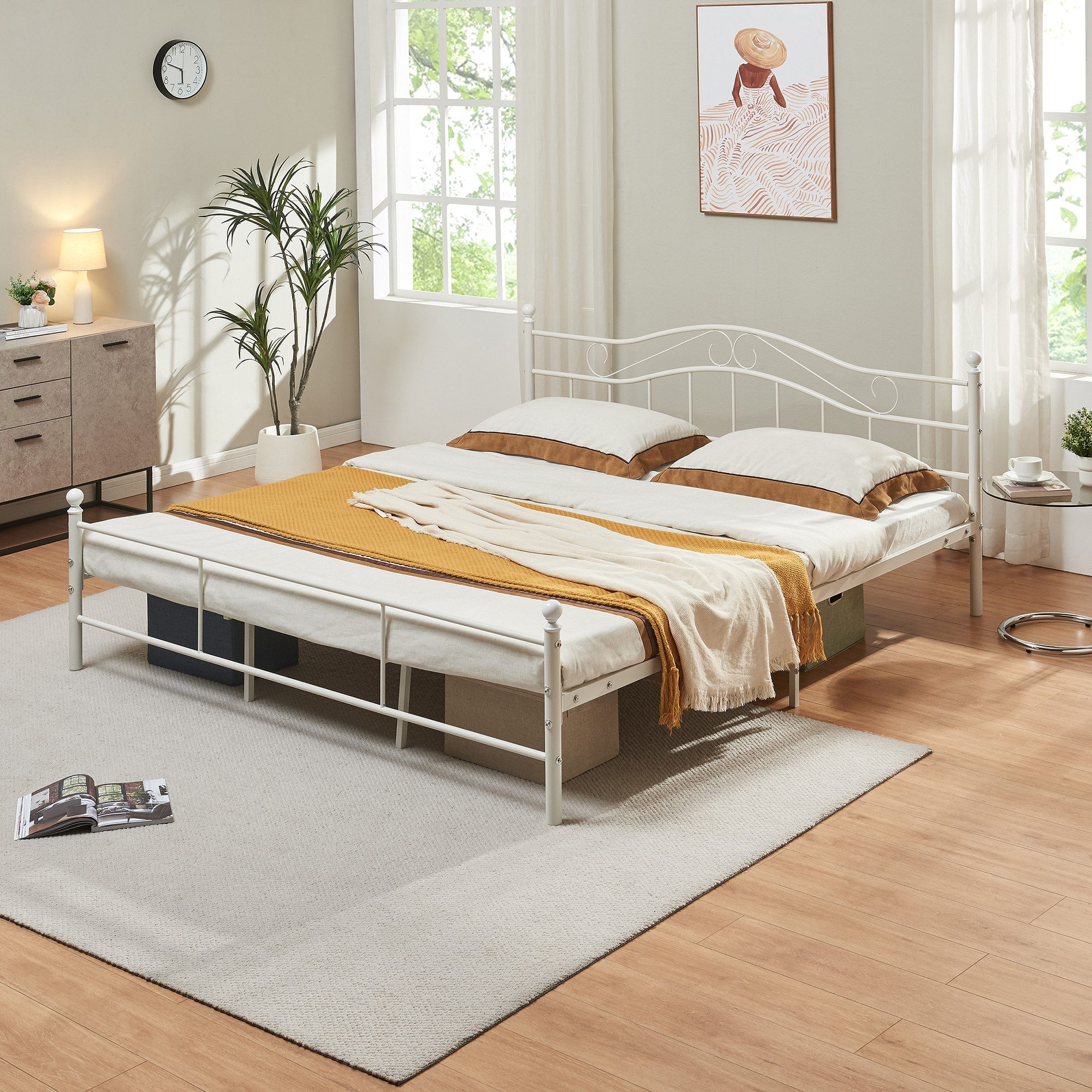 en.casa Metallbett, »Florenz« 180x200cm Weiß + Lattenrost günstig online kaufen