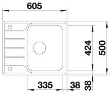 Blanco Edelstahlspüle LEMIS 45 S-IF Mini, eckig, 50/61 cm, (1 St), zum wechselseitigen Einbau geeignet