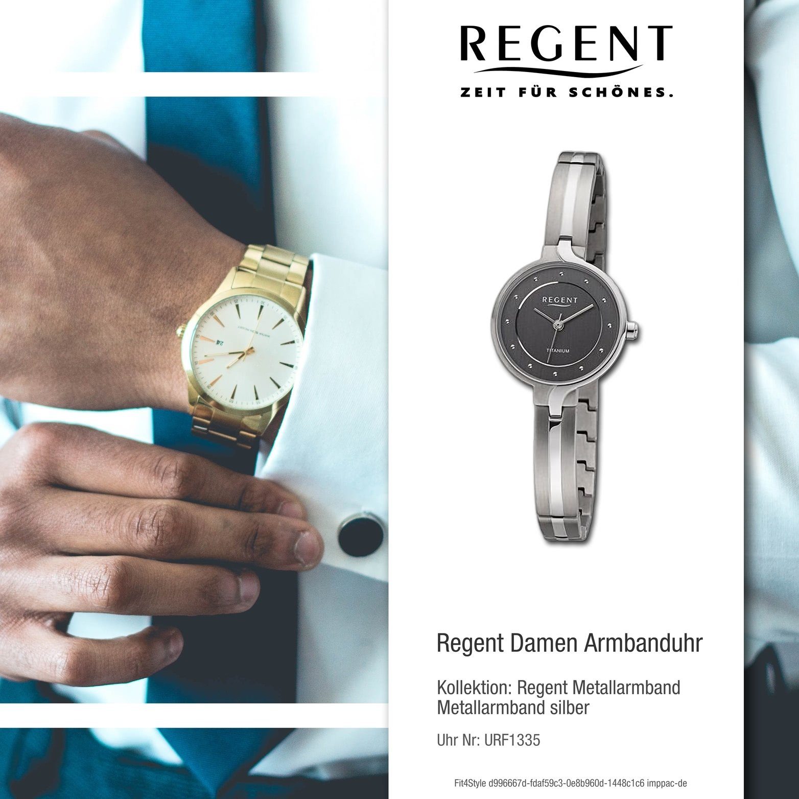 Quarzuhr Analog, (ca. Metallarmband groß Armbanduhr silber, Regent extra Regent Gehäuse, 26mm) Damen Damenuhr rundes