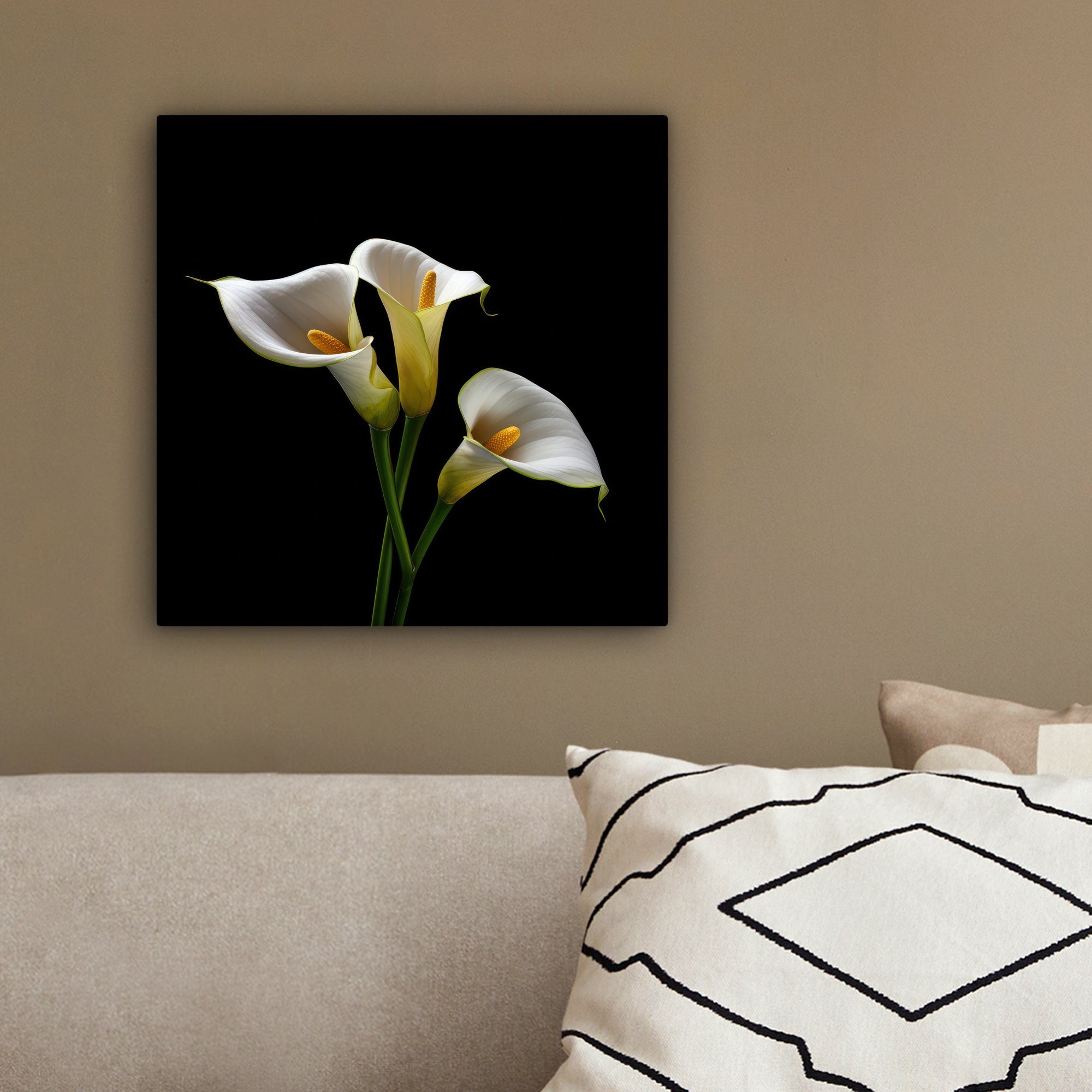 Botanisch, Natur cm Wohnzimmer St), Leinwand Schlafzimmer, für OneMillionCanvasses® Weiß 20x20 - (1 Pflanzen Leinwandbild - - - Bilder Blumen