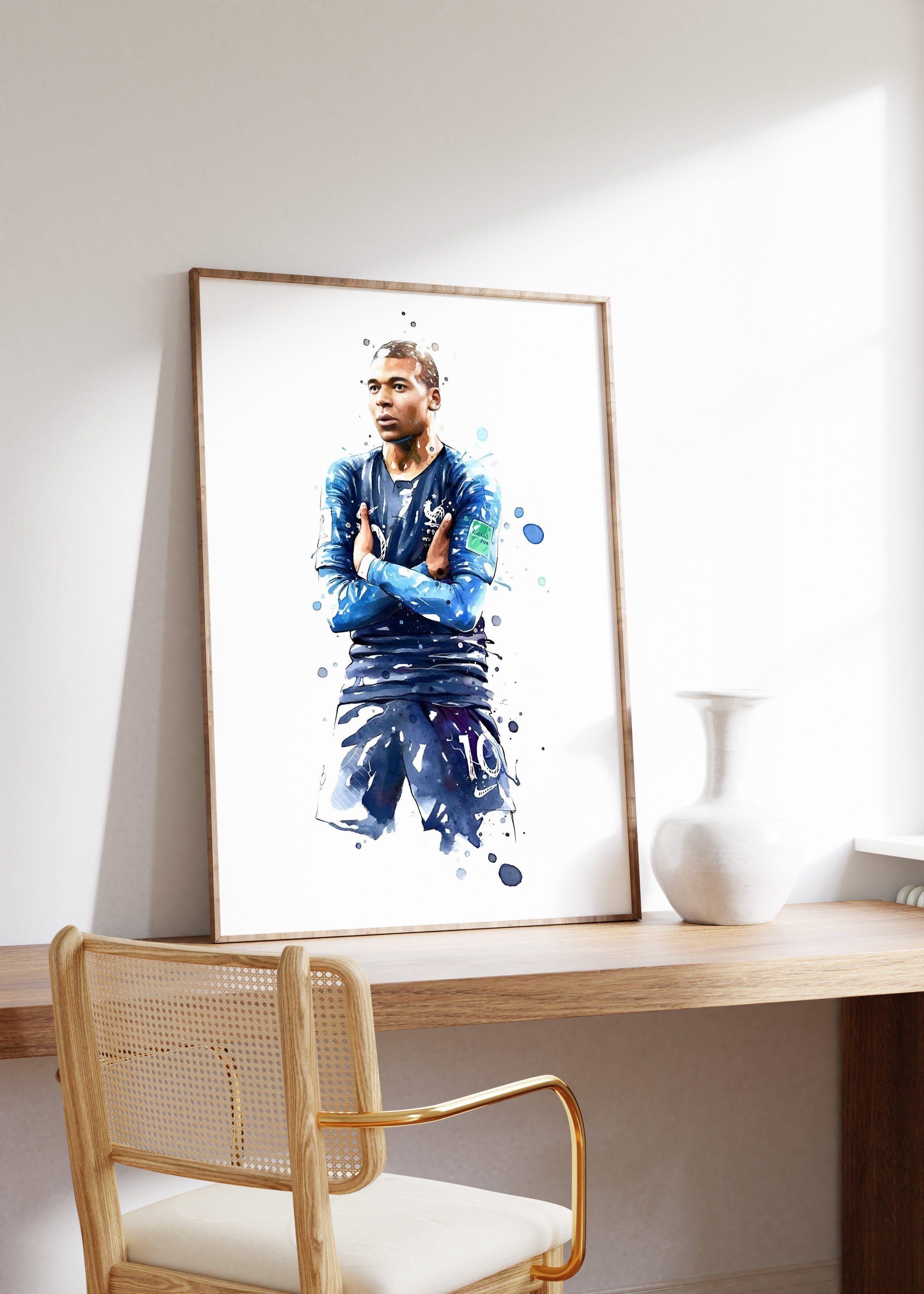 JUSTGOODMOOD Poster Premium ® Kylian Mbappe Fußball Poster· Wasserfarben · ohne Rahmen – Bild 3 von 5