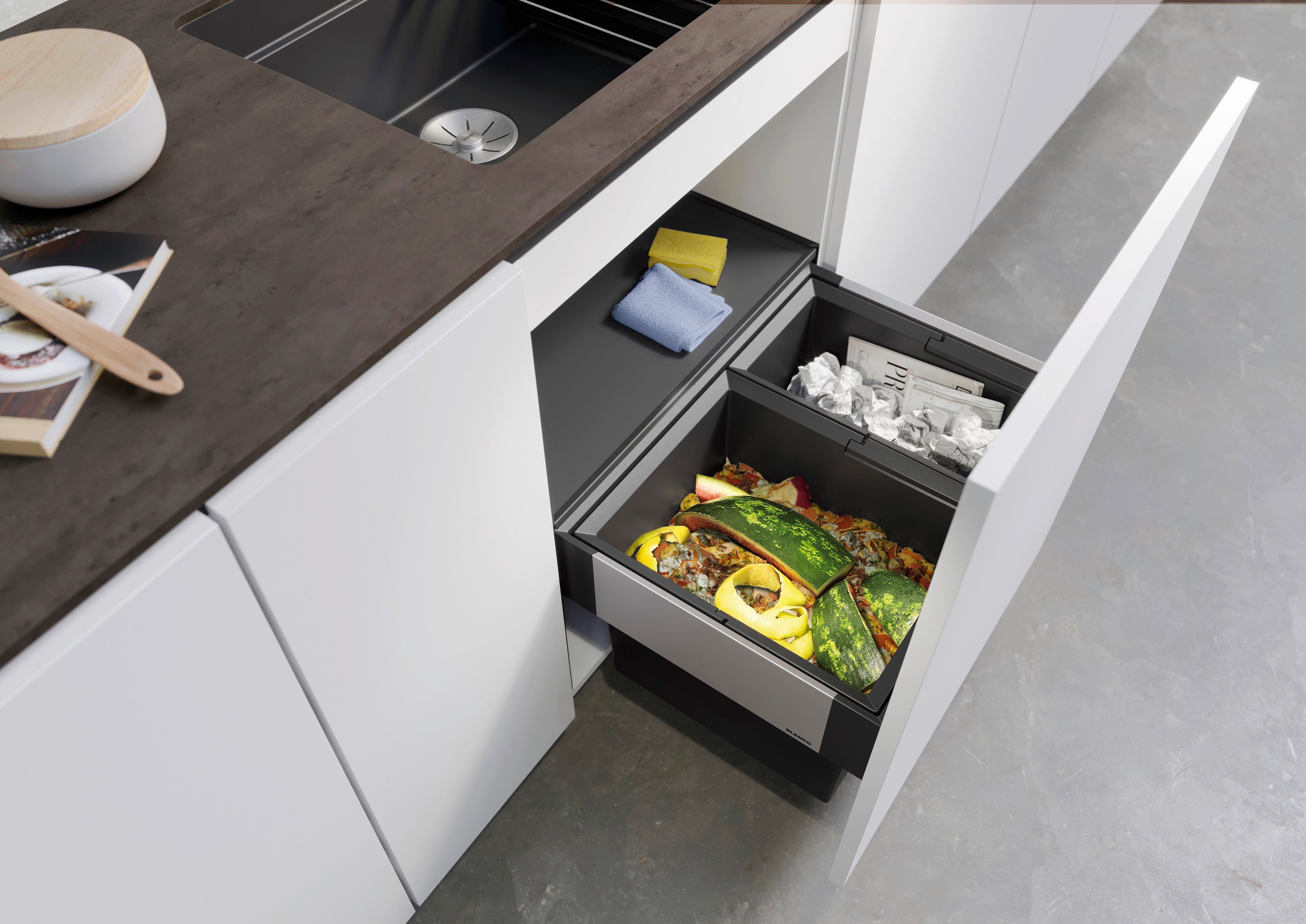 Blanco Mülltrennsystem Select II 60/2, Kunststoff, Stahlblech, 600 mm Untermass