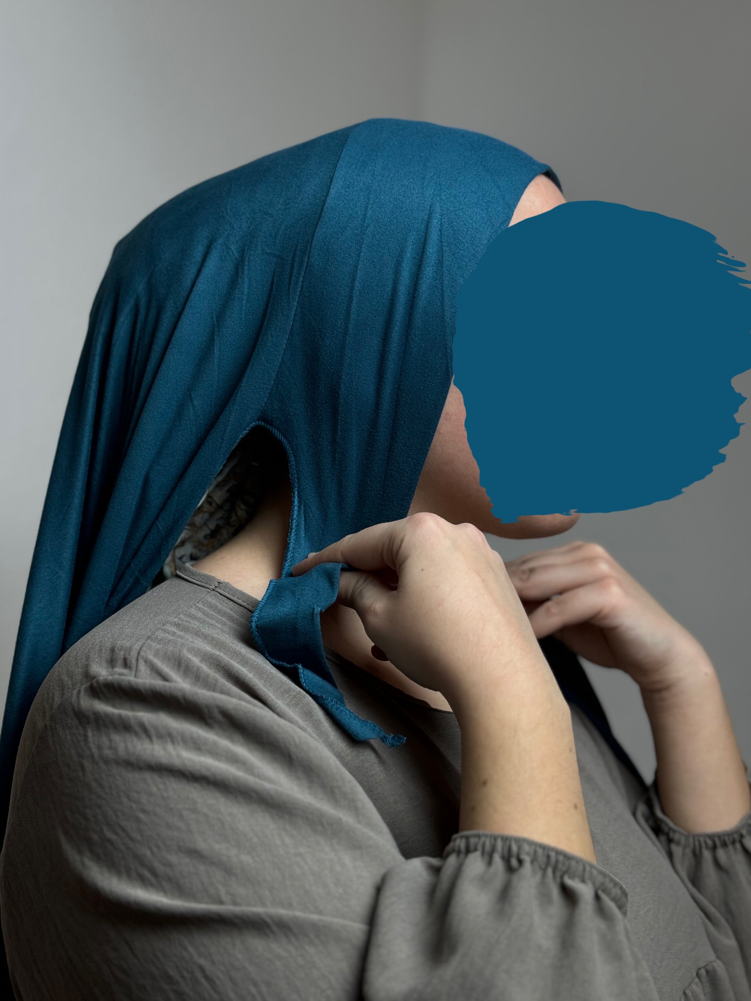 Hijab/ in Easy Petrol Hijab unter 1 Hidschab/ mit Kopftuch 2 (antirutsch) Tuch Jersey-Stoff Hijab HIJABIFY Blau integrierter