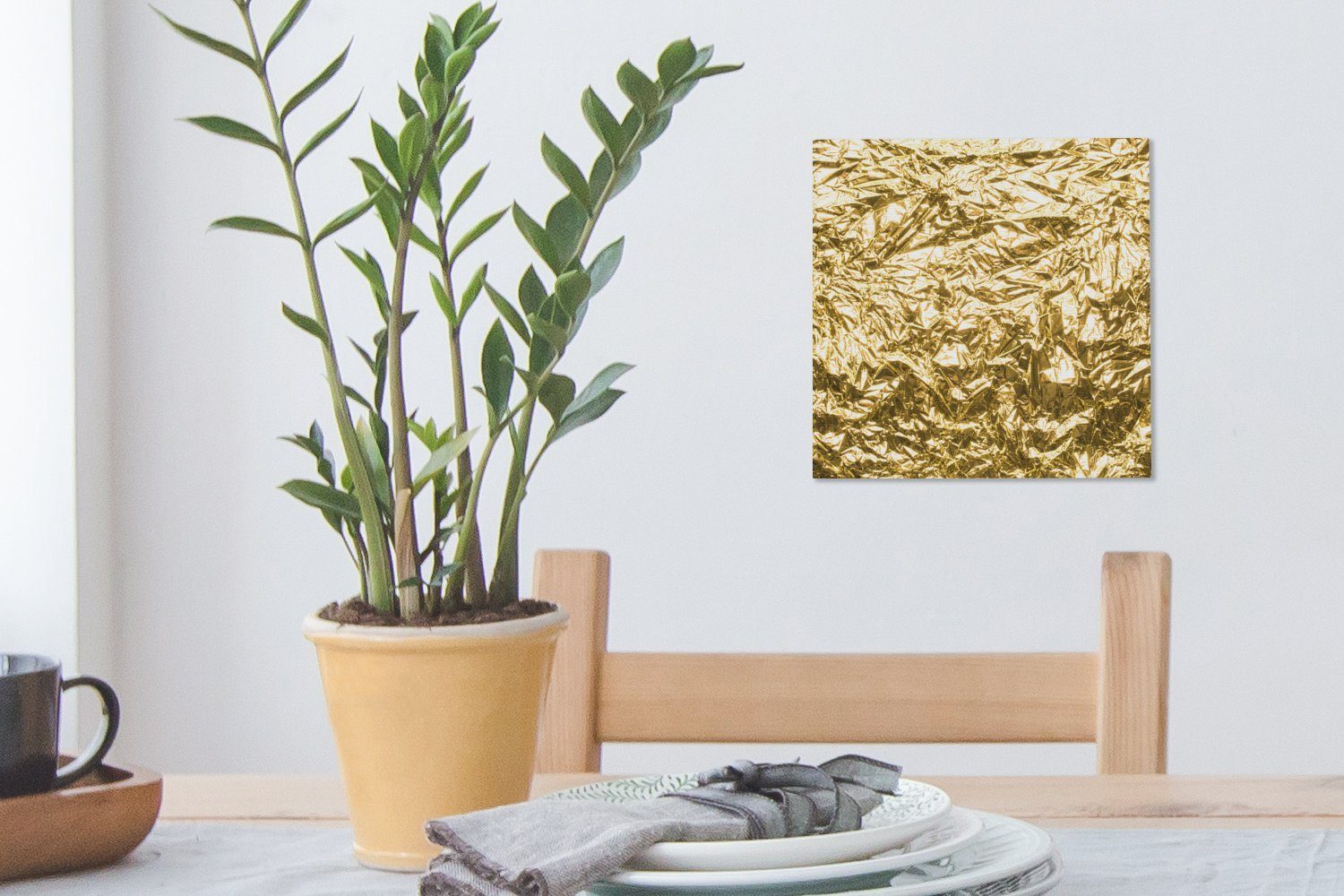 Textur, St), faltiger Bilder Schlafzimmer mit (1 Wohnzimmer Leinwand Goldfolie Leinwandbild OneMillionCanvasses® für