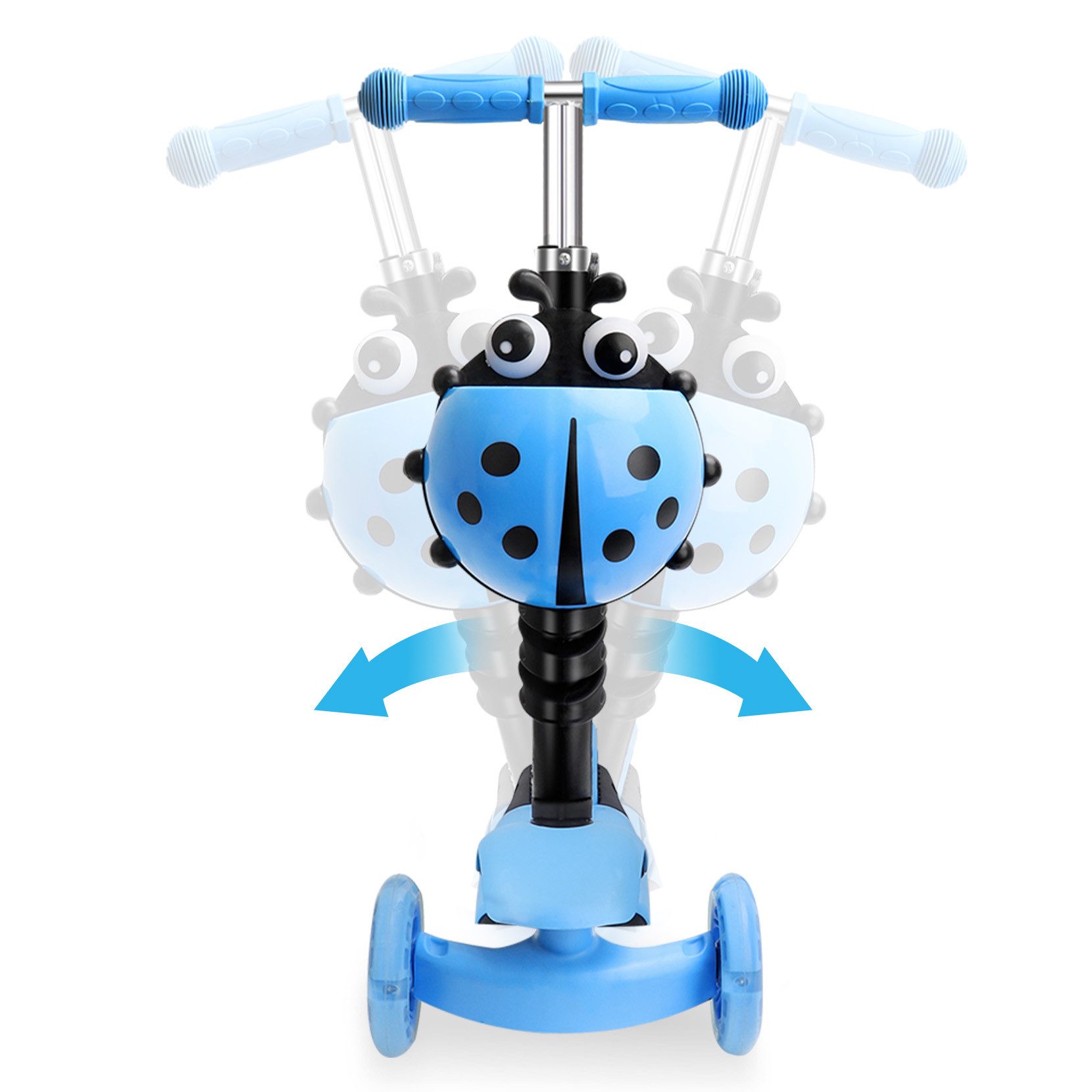 OUNUO Dreiradscooter Multifunktionaler Kinderroller mit LED Räder, für Kinder ab 2 Jahren