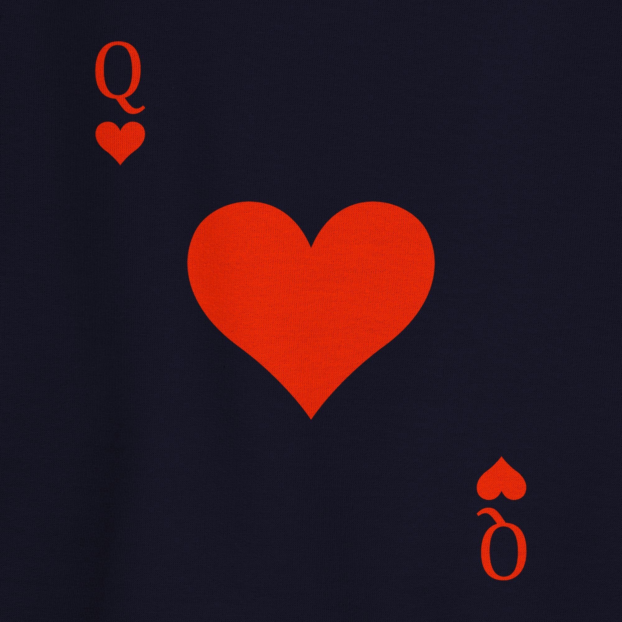 2 & Dunkelblau Dame Karneval - Rot Fasching Sweatshirt (1-tlg) Königin Herz Spielkarte Karneval Shirtracer Kartenspiel Queen