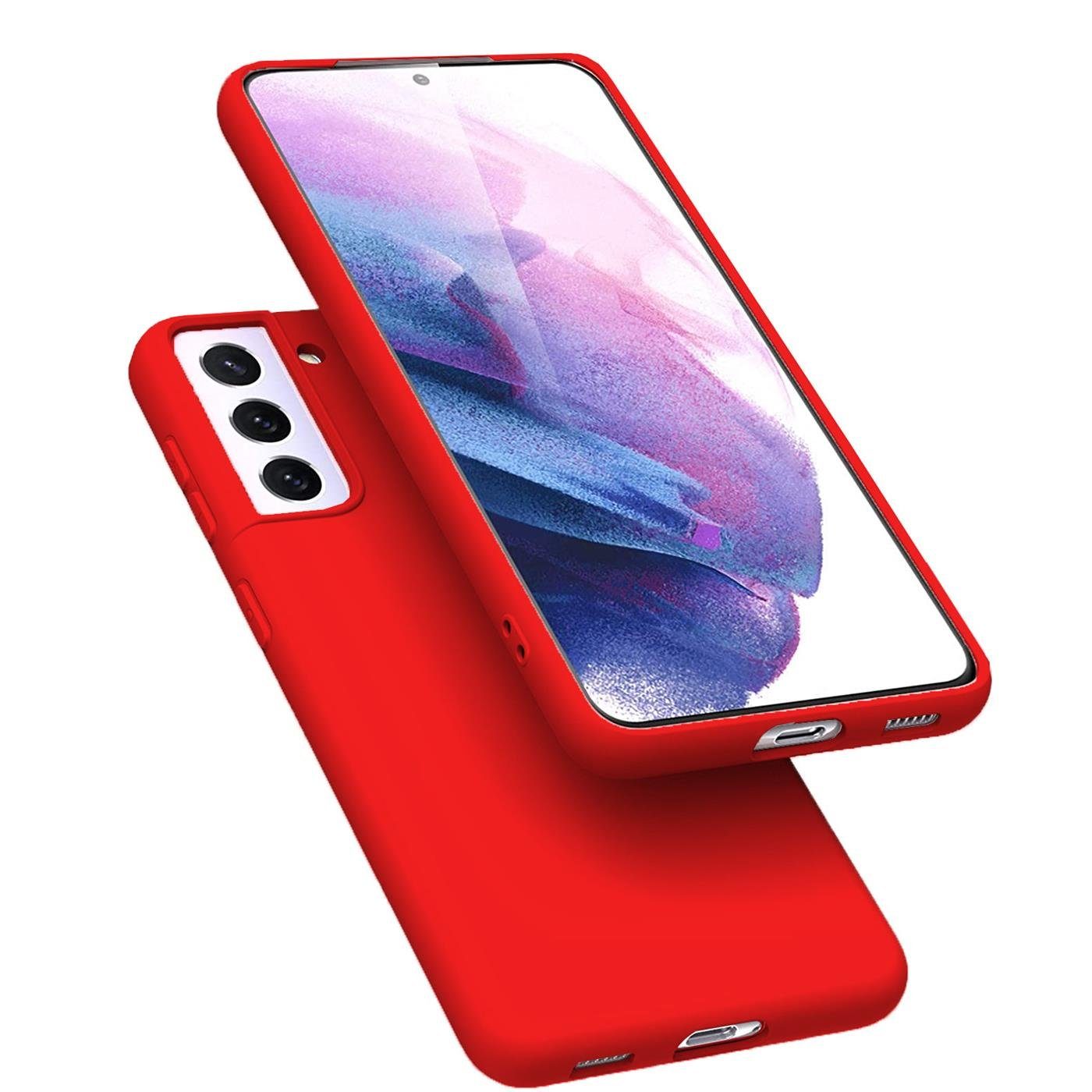 CoolGadget Handyhülle Rot als 2in1 Schutz Cover Set für das Samsung Galaxy S22 6,1 Zoll, 2x 9H Glas Display Schutz Folie + 1x TPU Case Hülle für Galaxy S22