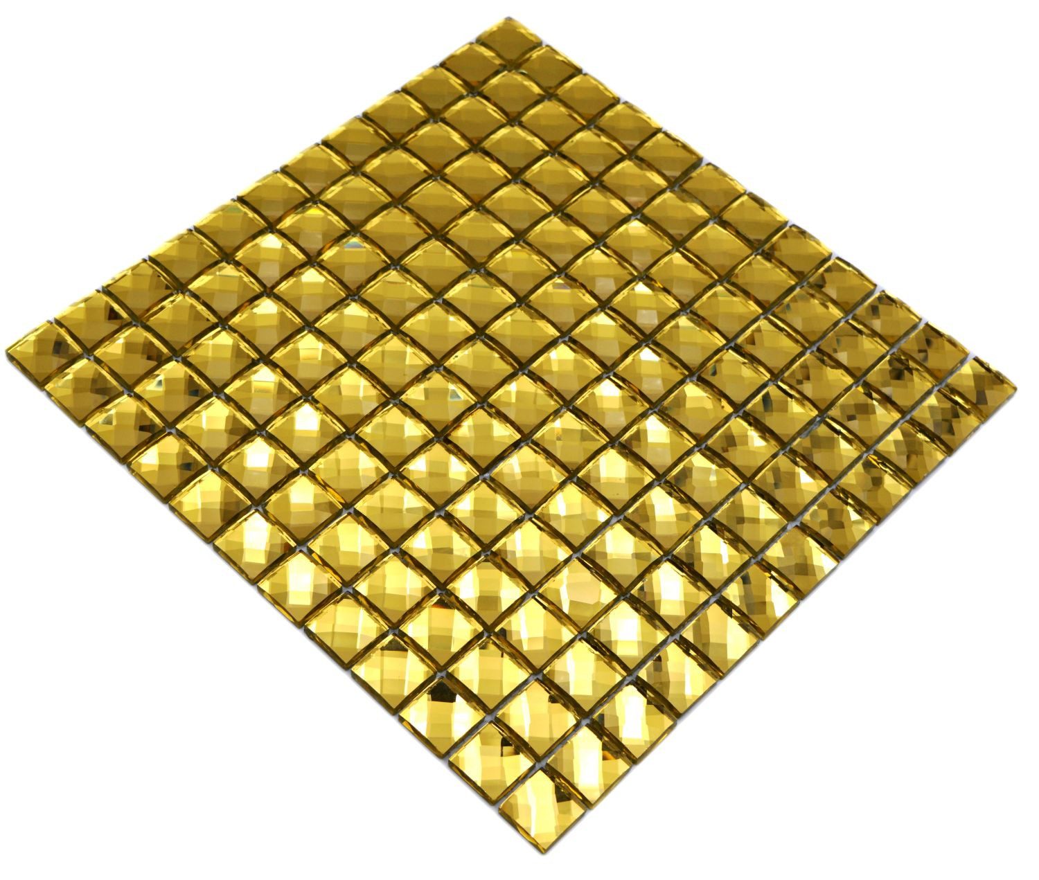 Mosani Wandfliese Quadratisches Glasmosaik Crystal Mosaikfliesen / 10 Mosaikmatten, Glas, Gold, Dekorativer Wandverblender