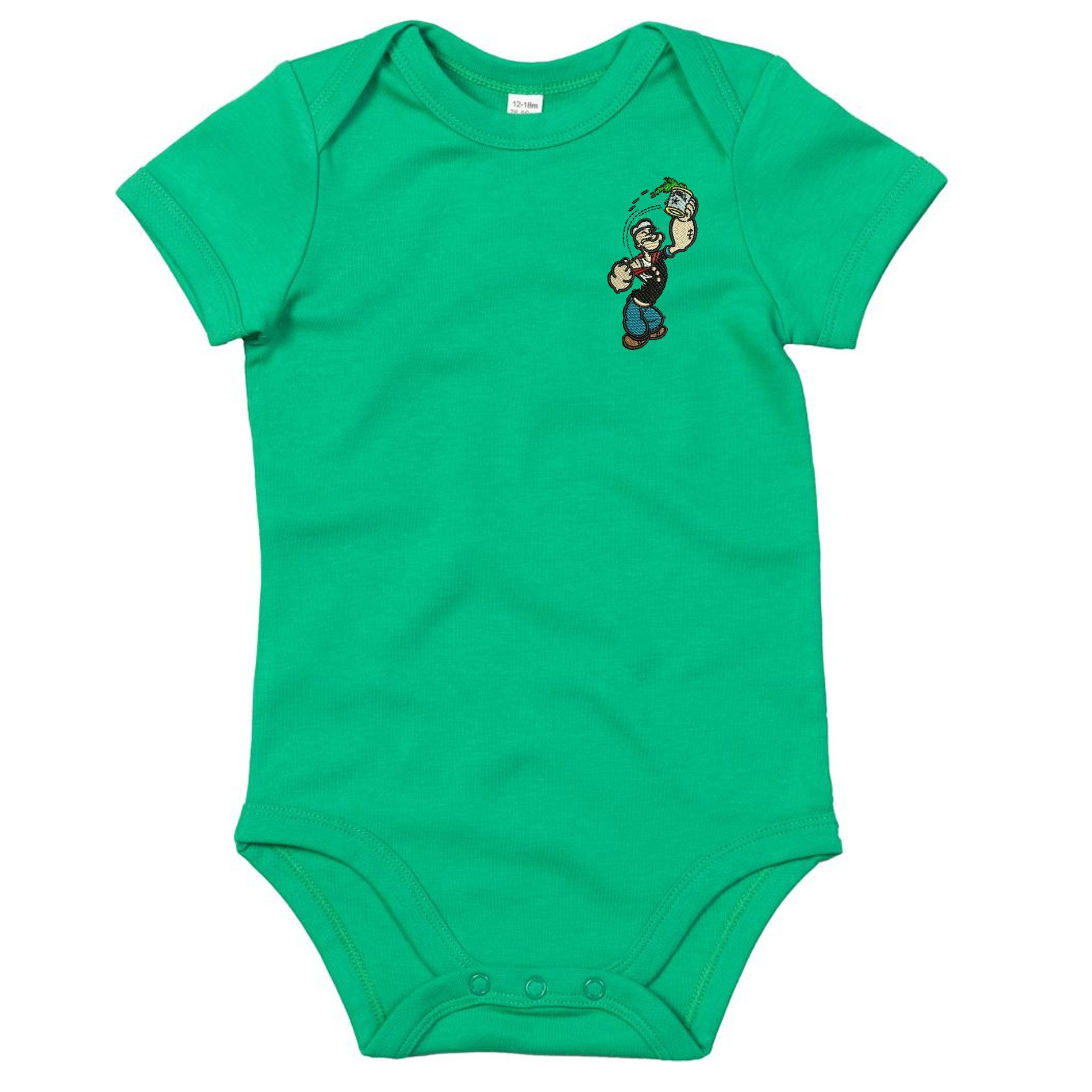 Strampler Popeye Baby Body Baumwolle Kurzarm mit hochwertigem Stickmotiv