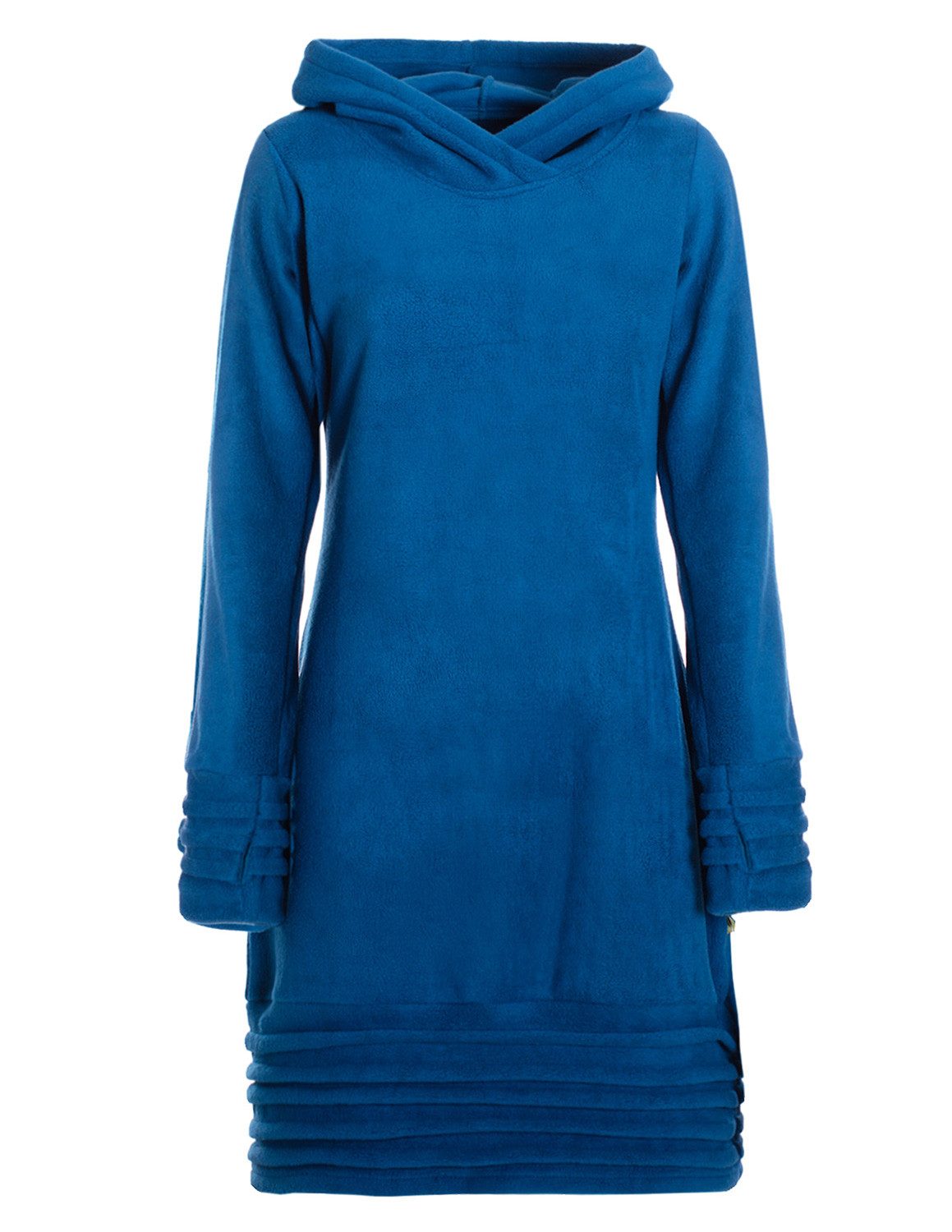 Vishes Tunikakleid Fleece Pulloverkleid mit Kapuze und Daumenloch - warm und weich Alternative Mode, Ethno, Hippie, Goa Style