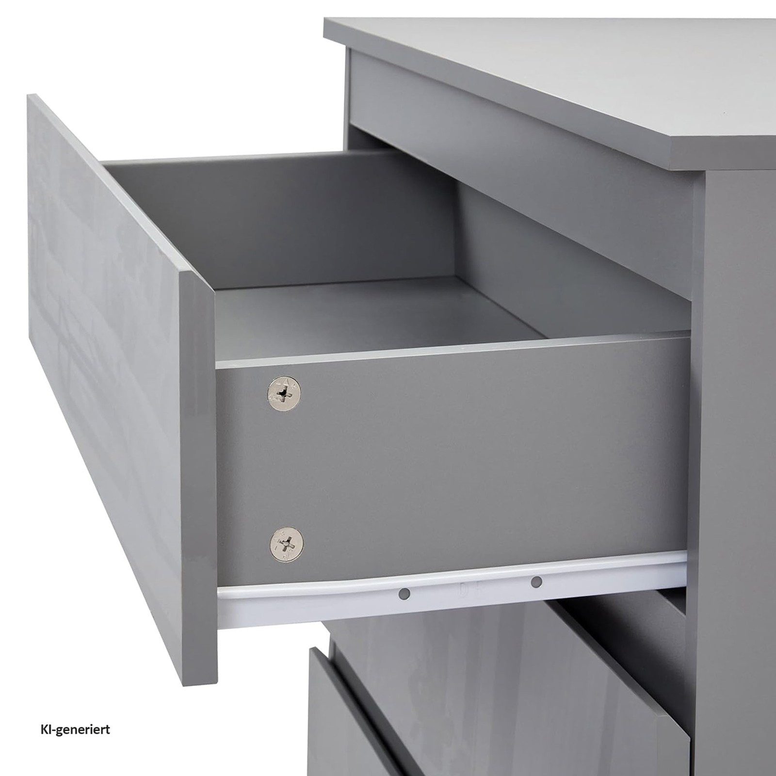 HTI-Living Nachtschrank Nachtschrank Kenji Hochglanz Grau 2er-Set (Set, 2-St., 2 Nachtschränke) Nachtkommode 2 Schubladen – Bild 4 von 5