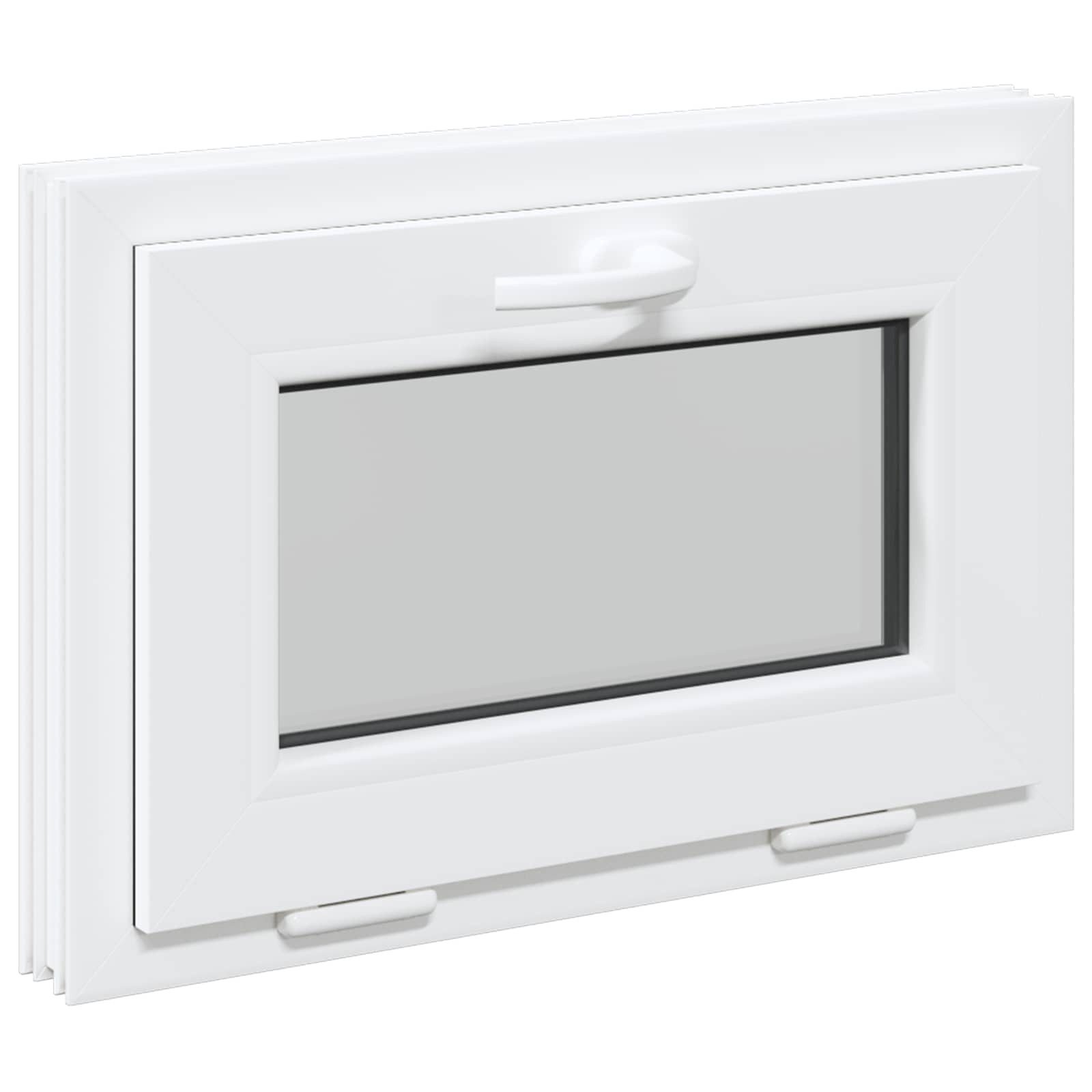 vidaXL Fenster Kellerfenster RISOR 60 x 40 cm PVC und Glas Weiß, (1 St)