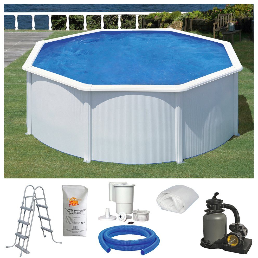 KONIFERA Rundpool MALAGA 3 (Set, 6-tlg), Höhe: 120 cm, stabile Konstruktion durch breiten Handlauf