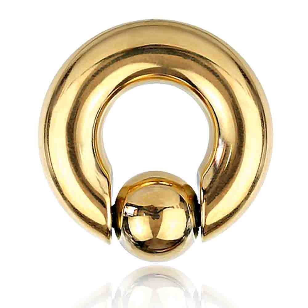 viva-adorno Intimpiercing Piercing Ring BCR XXL Klemmring mit Kugel Spring Ball Closure Ring, Clip in Pop Out Ohrpiercing Nasenpiercing Septumpiercing Brustpiercing Gold