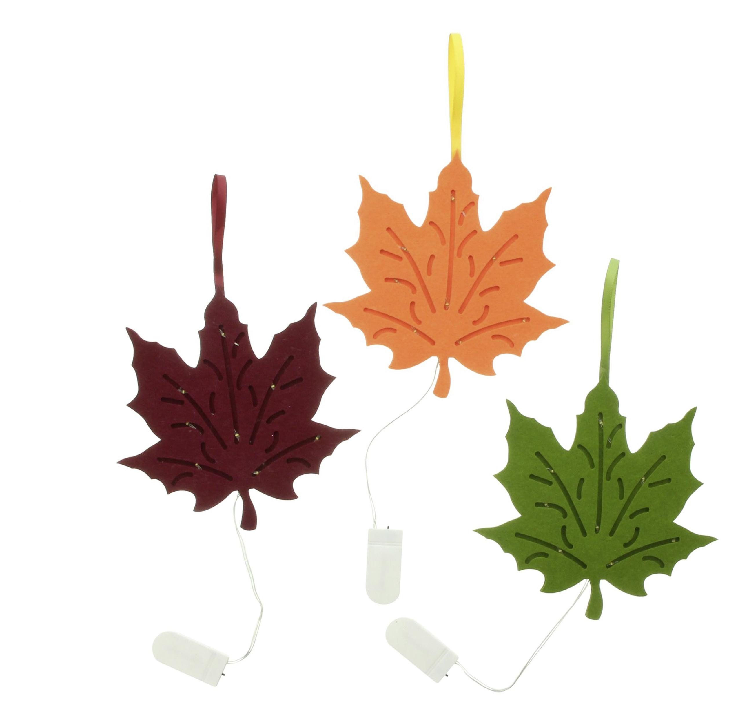 LED Dekoobjekt LED-Hänger "Ahornblatt", 3er Set