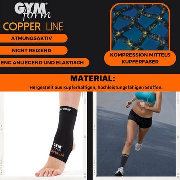 Gymform® Fußbandage Copper Line - Ankle Sleeve (1-tlg., in 4 Größen - S, M, L, XL), Fusstütze - Kompressions Bandage aus Kupferfasern, atmungsaktiv