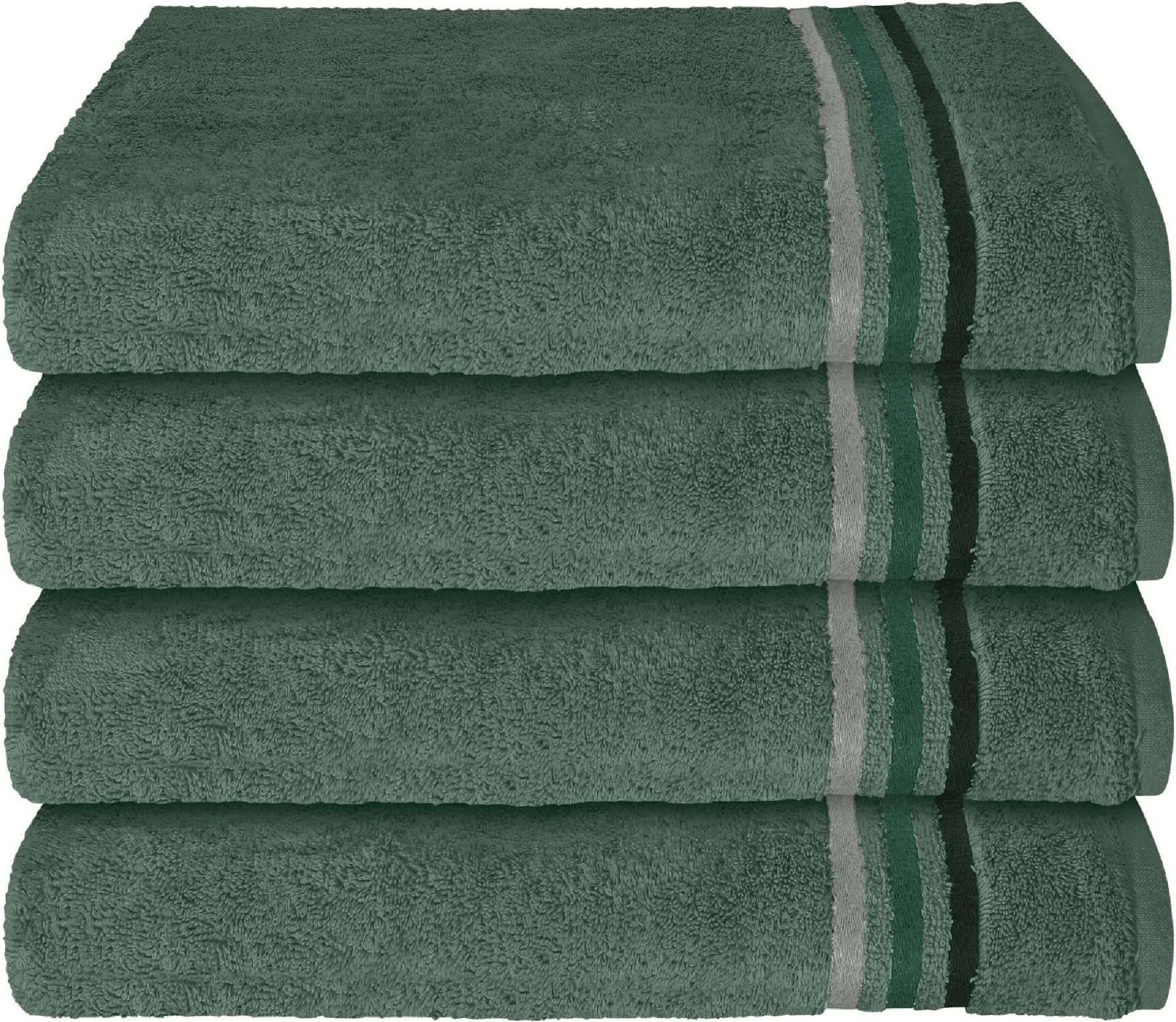 Schiesser Handtücher Skyline Color aus 100 % Baumwolle mit eleganter Streifenbordüre, Frottier (Set, 4-St), OEKO-TEX® MADE IN GREEN