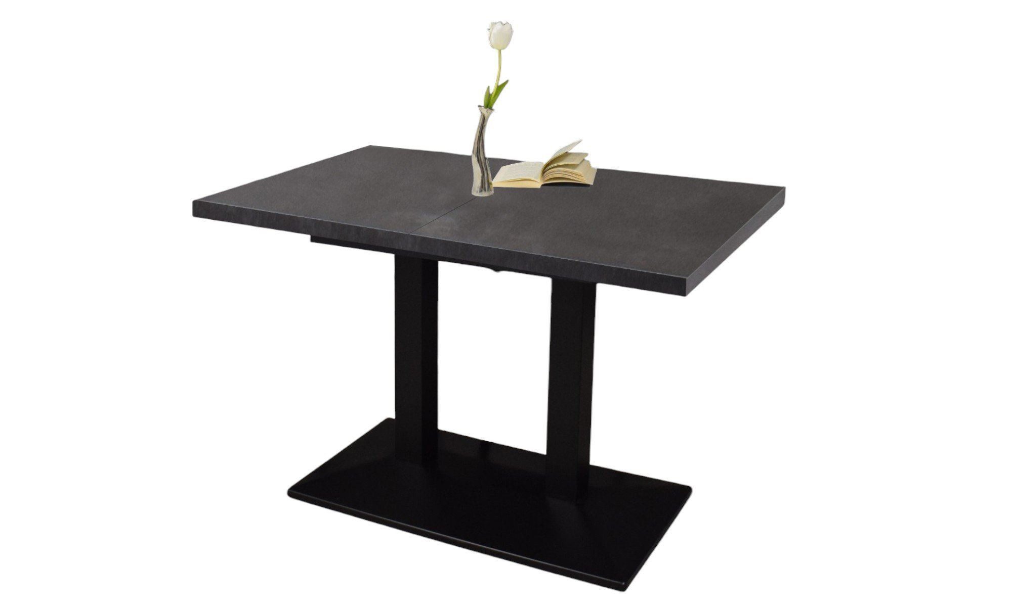 58 aufm Kessel Bistrotisch Bartisch ausziehbar Eleen schwarz matt/graphit (inkl. Versand, 1 Tisch), Stylischer Küchentisch: robust, elegant und praktisch für jede Küche