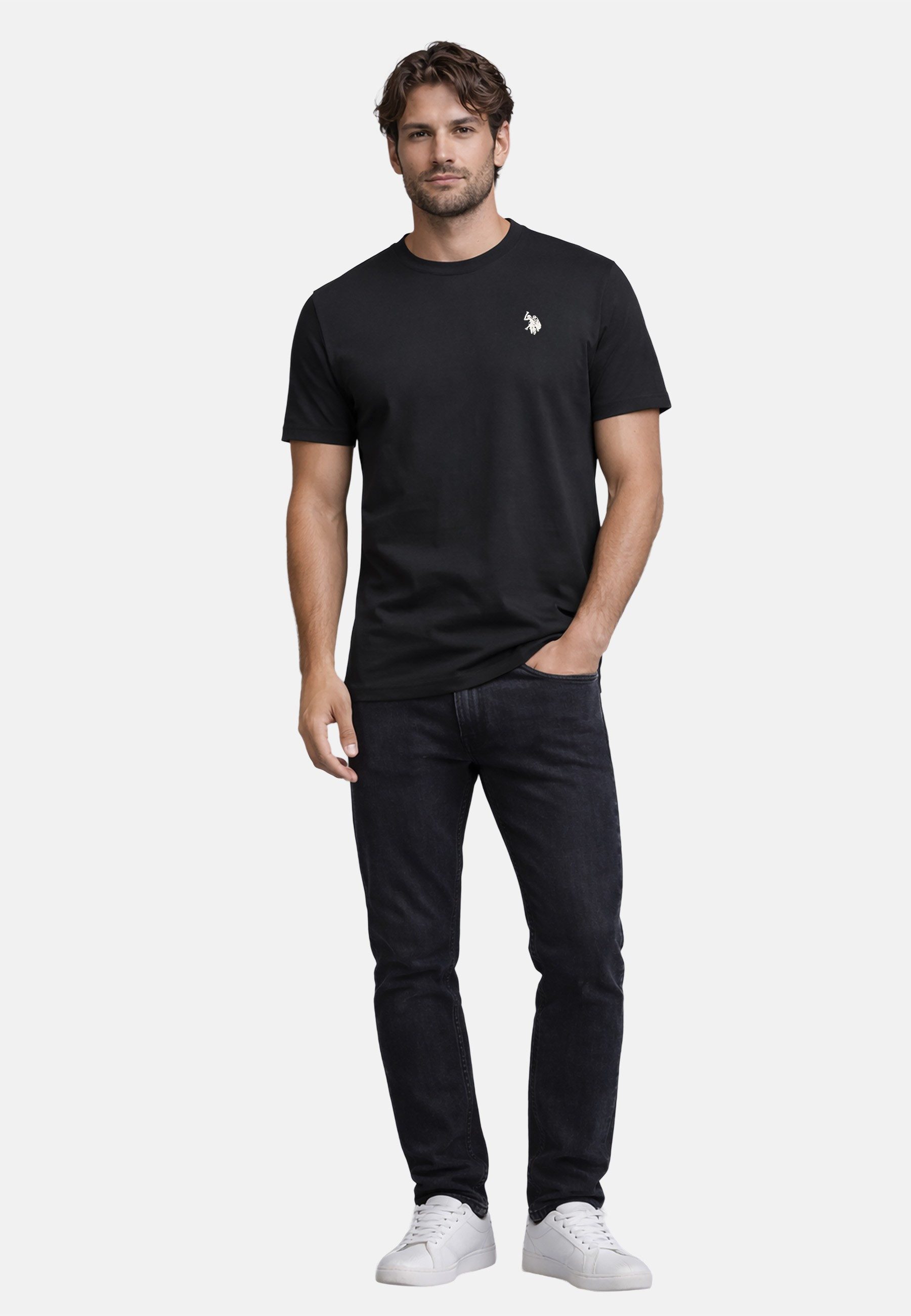 U.S. Polo Assn. T-Shirt USCaaleb – Herren Basic mit Rundhalsausschnitt 100 % Baumwolle mit weicher Haptik und leichtem Tragegefühl