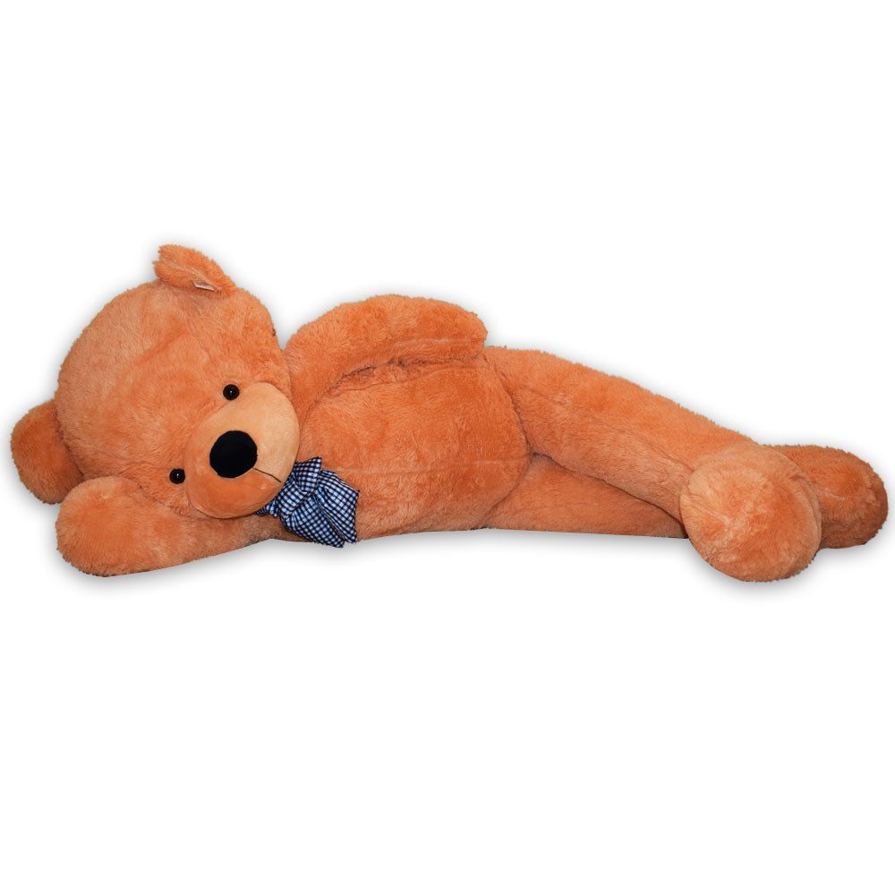 TE-Trend Kuscheltier 200cm XXL Teddybär Riesenteddybär mit Schleife (sitzend und liegend verwendbar), mit gefütterter Schleife