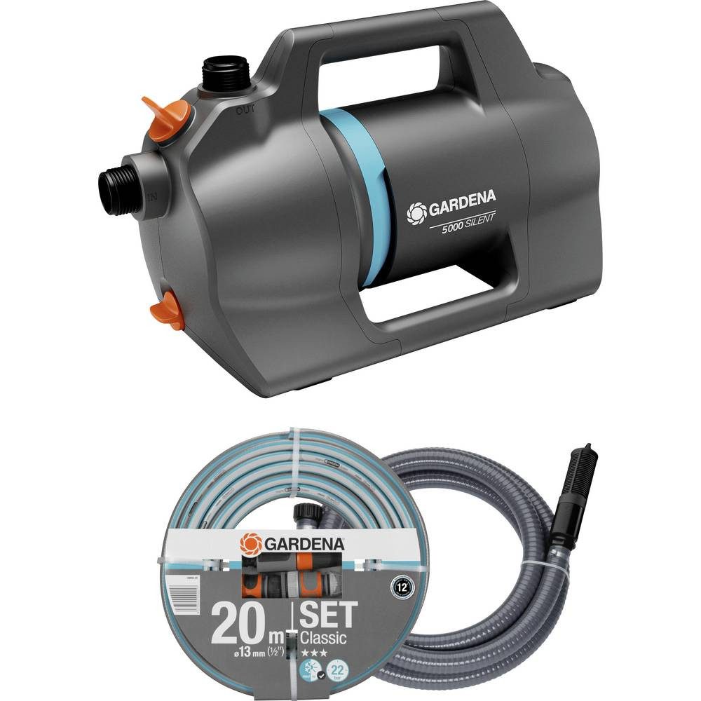 GARDENA Gartenpumpe Gartenpumpe 5000 Silent Set Gartenpumpen-Set 5.100 l/h 09081-20