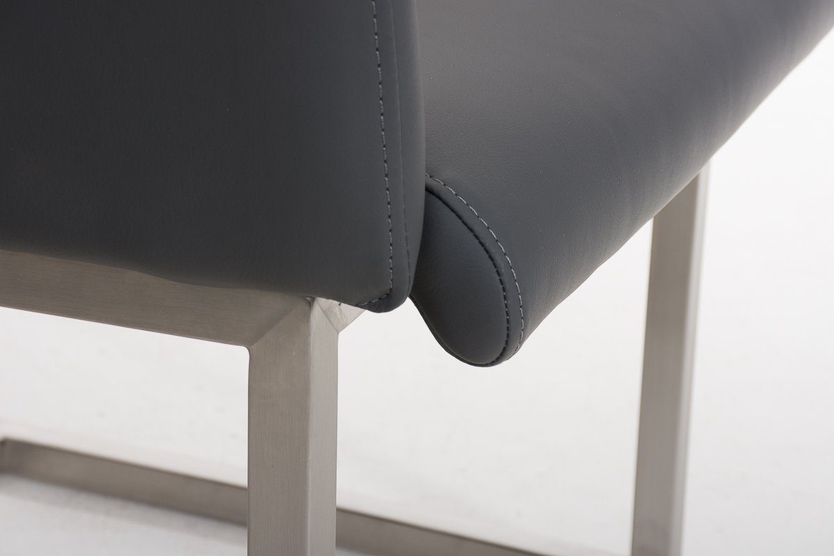 Metall hochwertig Esszimmerstuhl TPFLiving - - - Wohnzimmerstuhl), Kunstleder grau Magna Sitzfläche: Edelstahl Sitzfläche mit (Küchenstuhl gepolsterter - Besucherstuhl Gestell: Konferenzstuhl