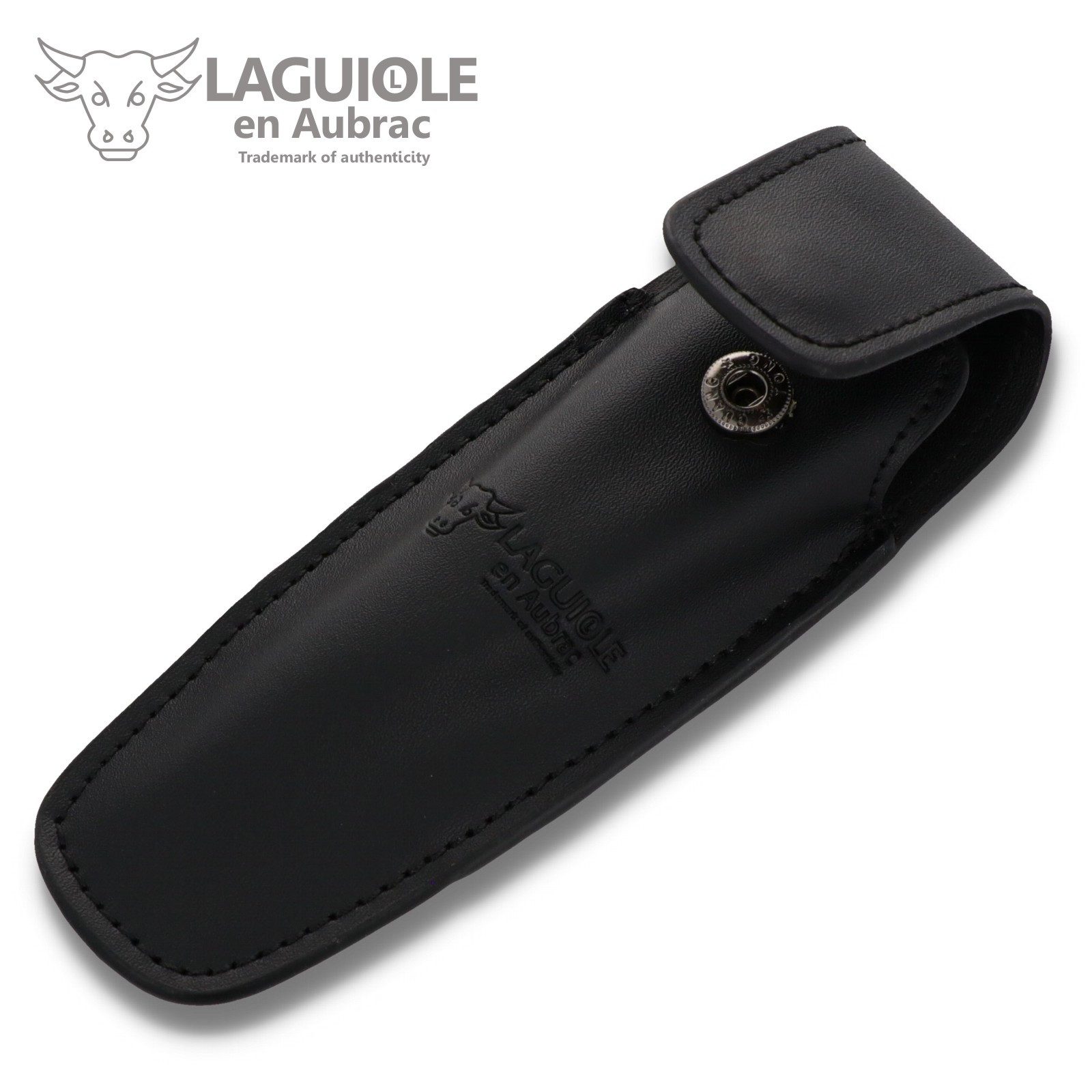 Laguiole en Aubrac Messertasche ECA schwarz, Gürteletui für Laguiole Messer mit 11/12cm Grifflänge - Leder schwarz
