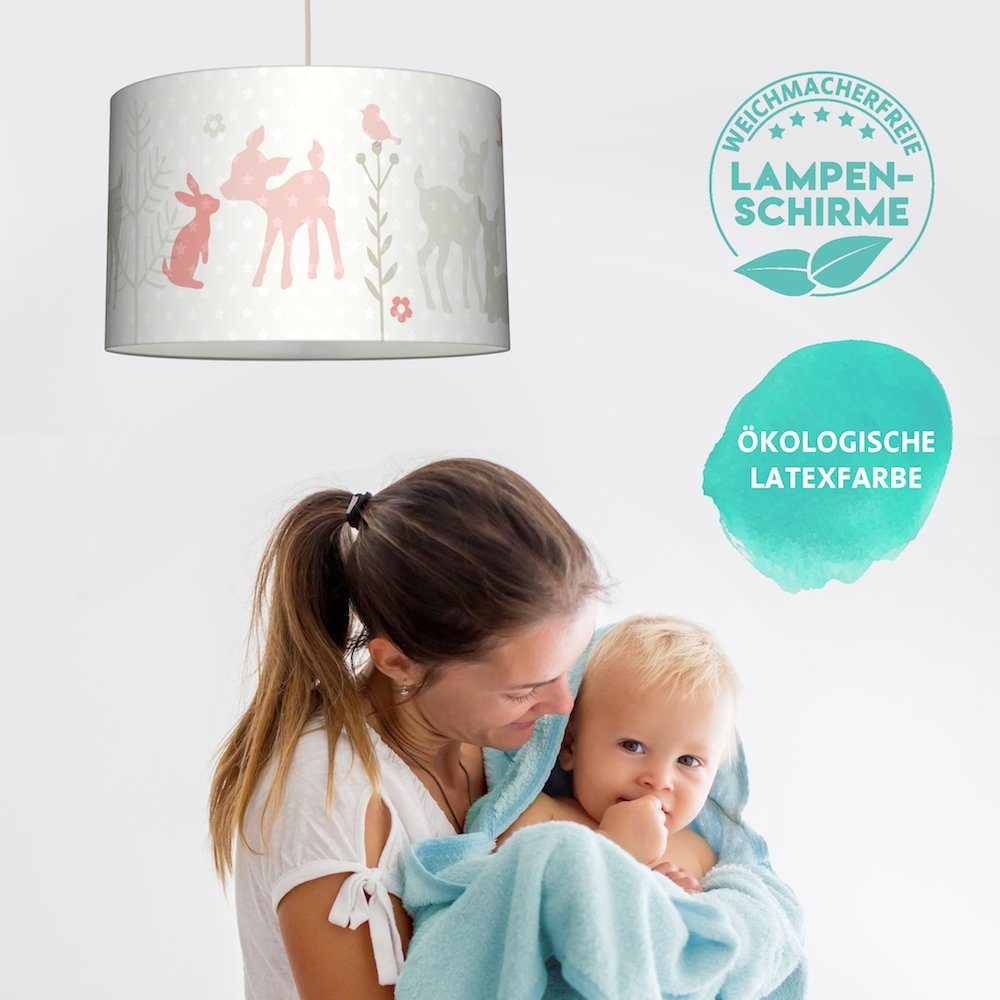 Shine, wechselbar lovely Pendelleuchte label LED Häschen - Kinderzimmer Plug Lampe & Rehe Baby, & apricot/grau/beige