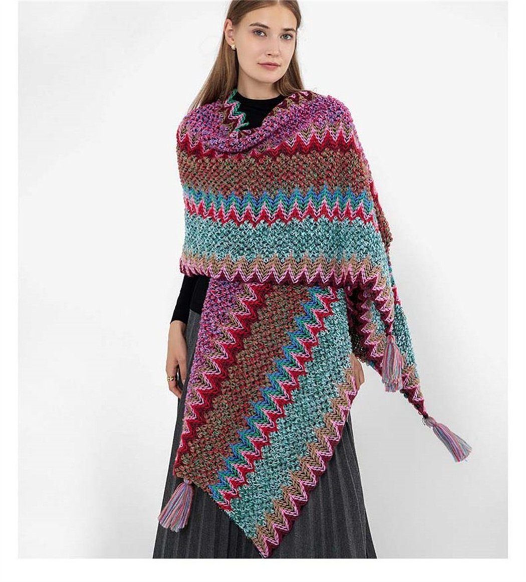 und Modeschal Damenschal, winddichter warmer Schal, (1-St) DAYUT warmer Poncho,