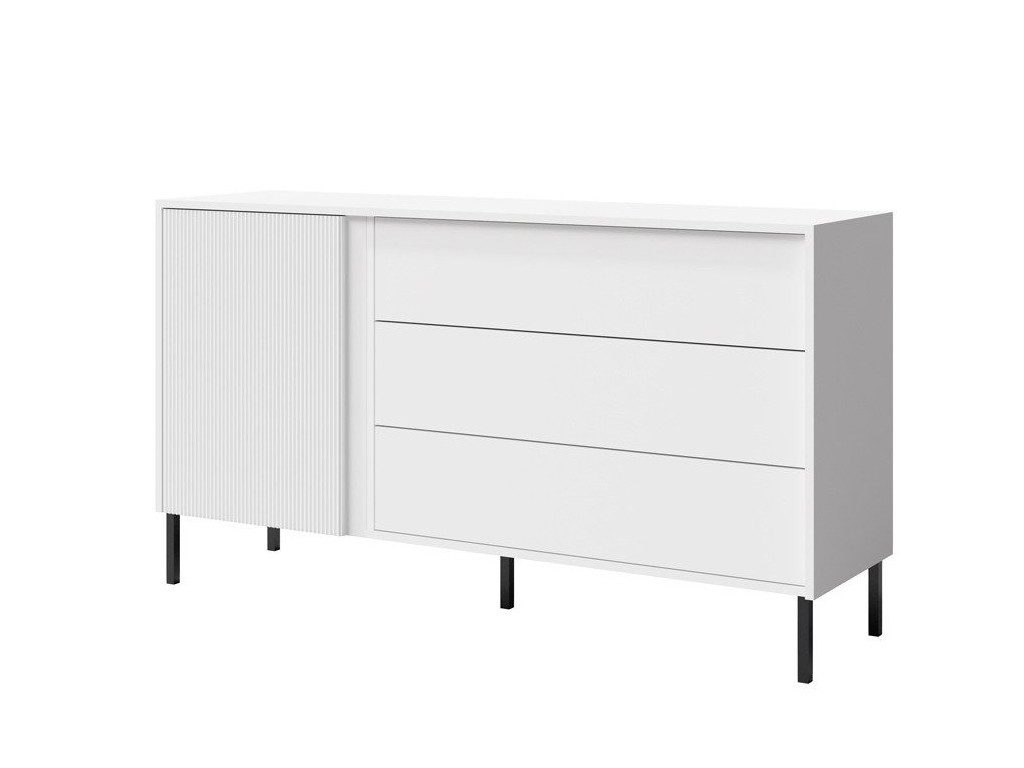 Beautysofa Kommode MIA 03 Weiß mit Lamellen an der Front, Möbel aus MDF-Platten