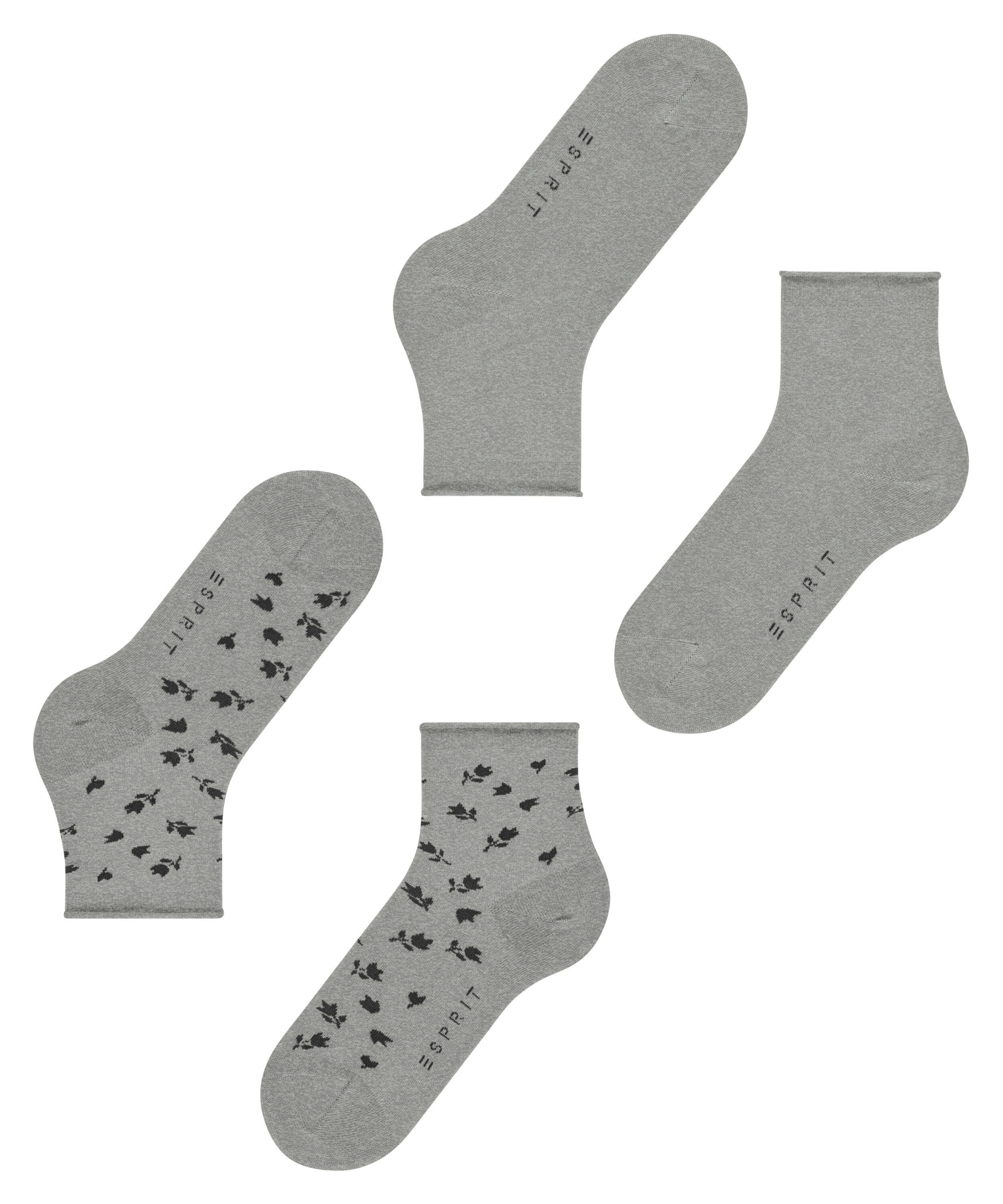 grey (2-Paar) (3400) 2-Pack Socken light Flower Esprit Mini