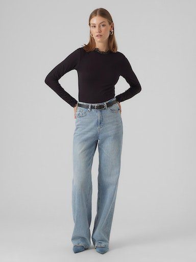Vero Moda Langarmshirt VMROSA LS HIGHNECK TOP JRS NOOS Viskosemischung, slim fit