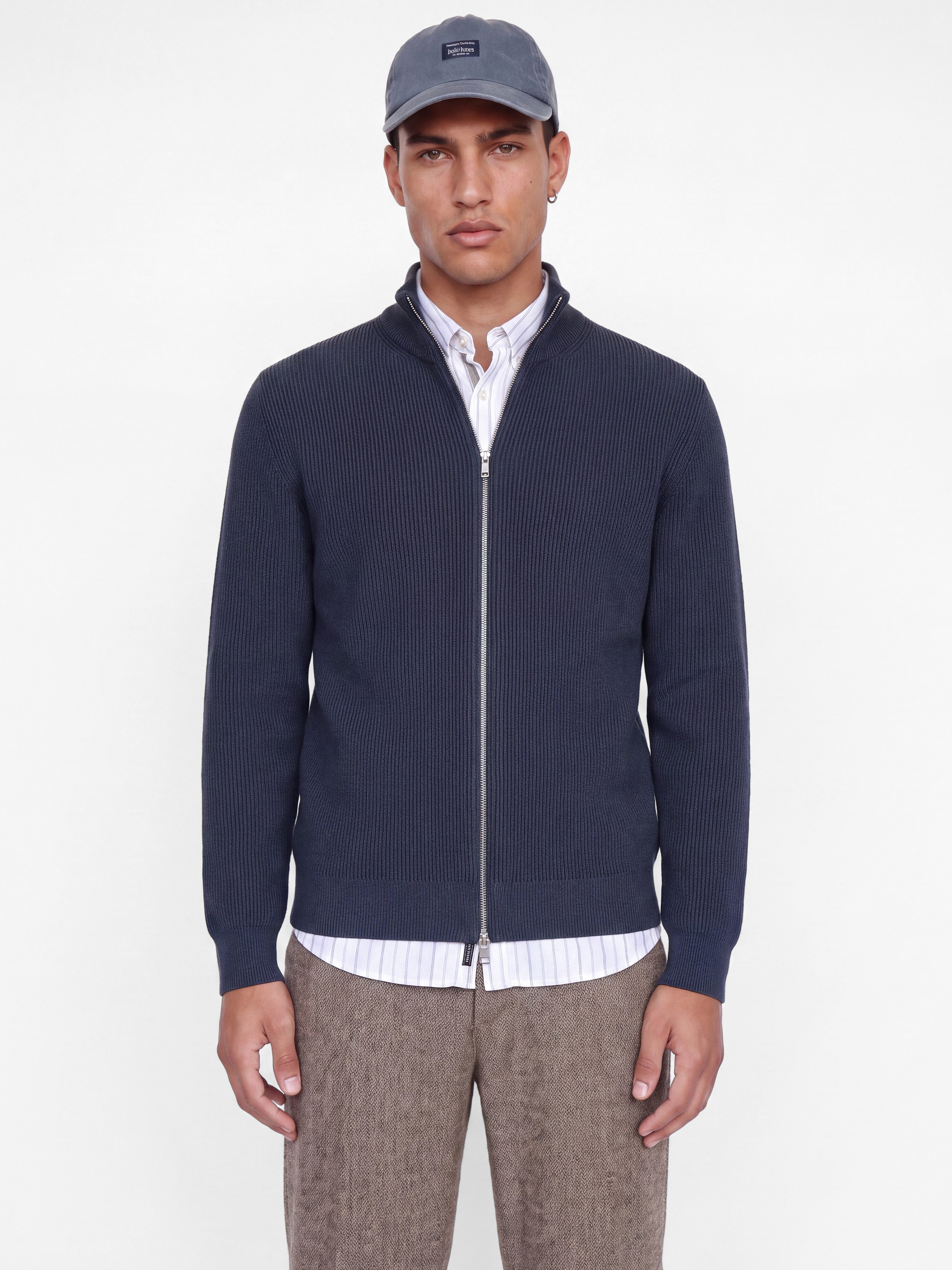 Jack & Jones Strickjacke JJEPERFECT RIB KNIT FULL ZIP CARDIGAN SN Baumwollmischung, mit Reißverschluss