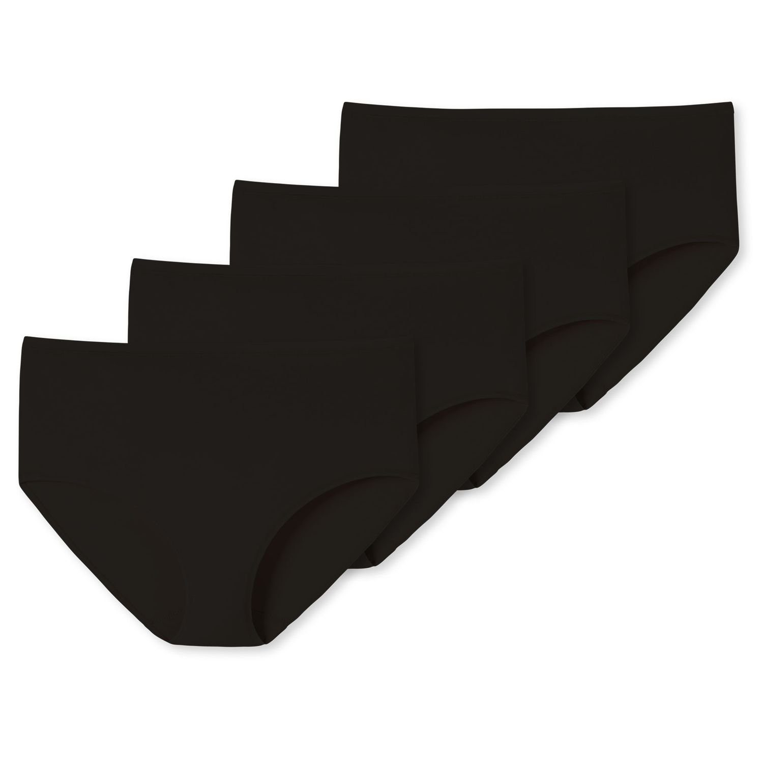 Schiesser Midislip (4-St) mit Nähten, Bund flachen Schwarz softer Pack im schmaler 4er
