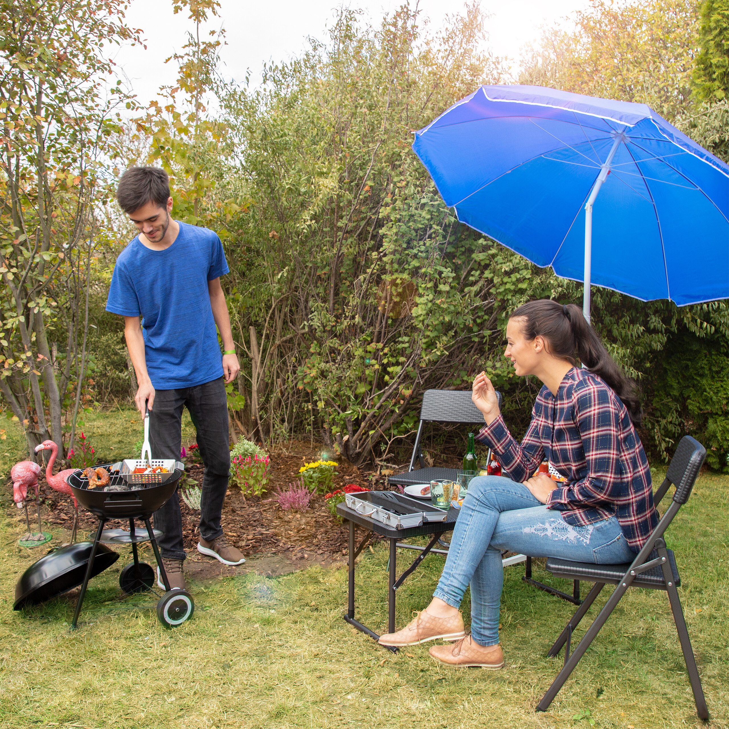 relaxdays Sonnenschirm 180 cm, Blau günstig online kaufen