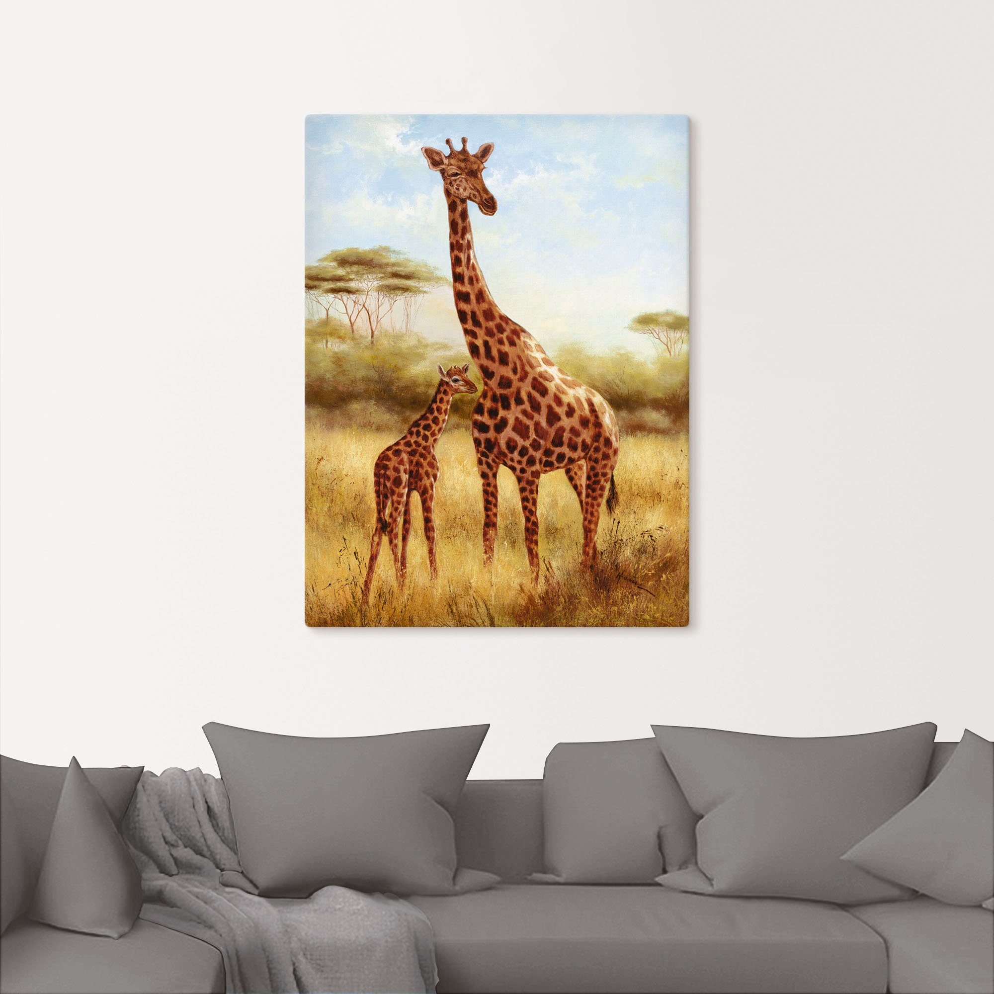 Wandbild Alubild, Artland Größen in Leinwandbild, (1 als St), Wildtiere Giraffe, versch. Wandaufkleber oder Poster