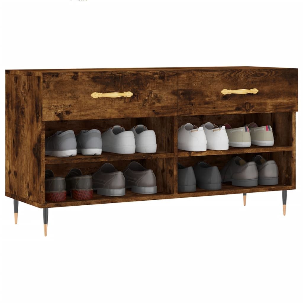 vidaXL Schuhregal Schuhbank Räuchereiche 102x35x55 cm Holzwerkstoff, 1-tlg.