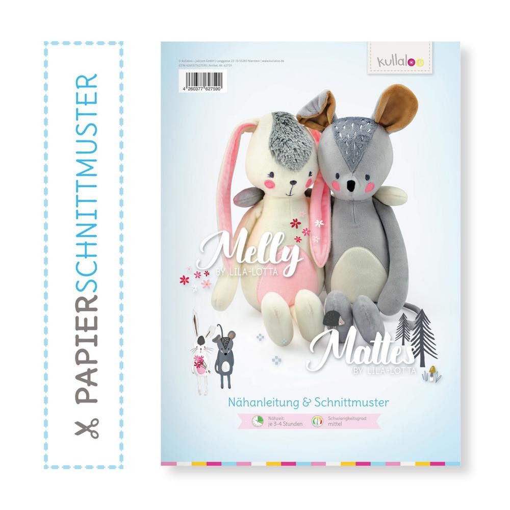 kullaloo Bücher-Adventskalender - Papierschnittmuster & Nähnaleitung Kuscheltiere Melly / Mattes