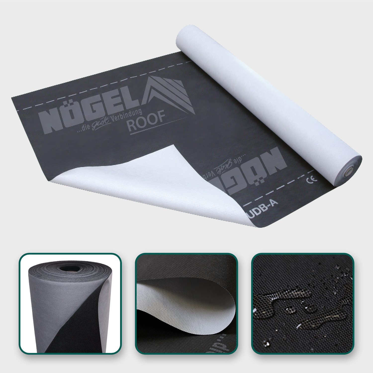 Dachbahn Unterspannbahn fürs Dach 150 g/m² UV-beständig für Steildächer, (ohne Klebestreifen), 4-lagig, Temperaturbeständig von -30°C bis +80°C