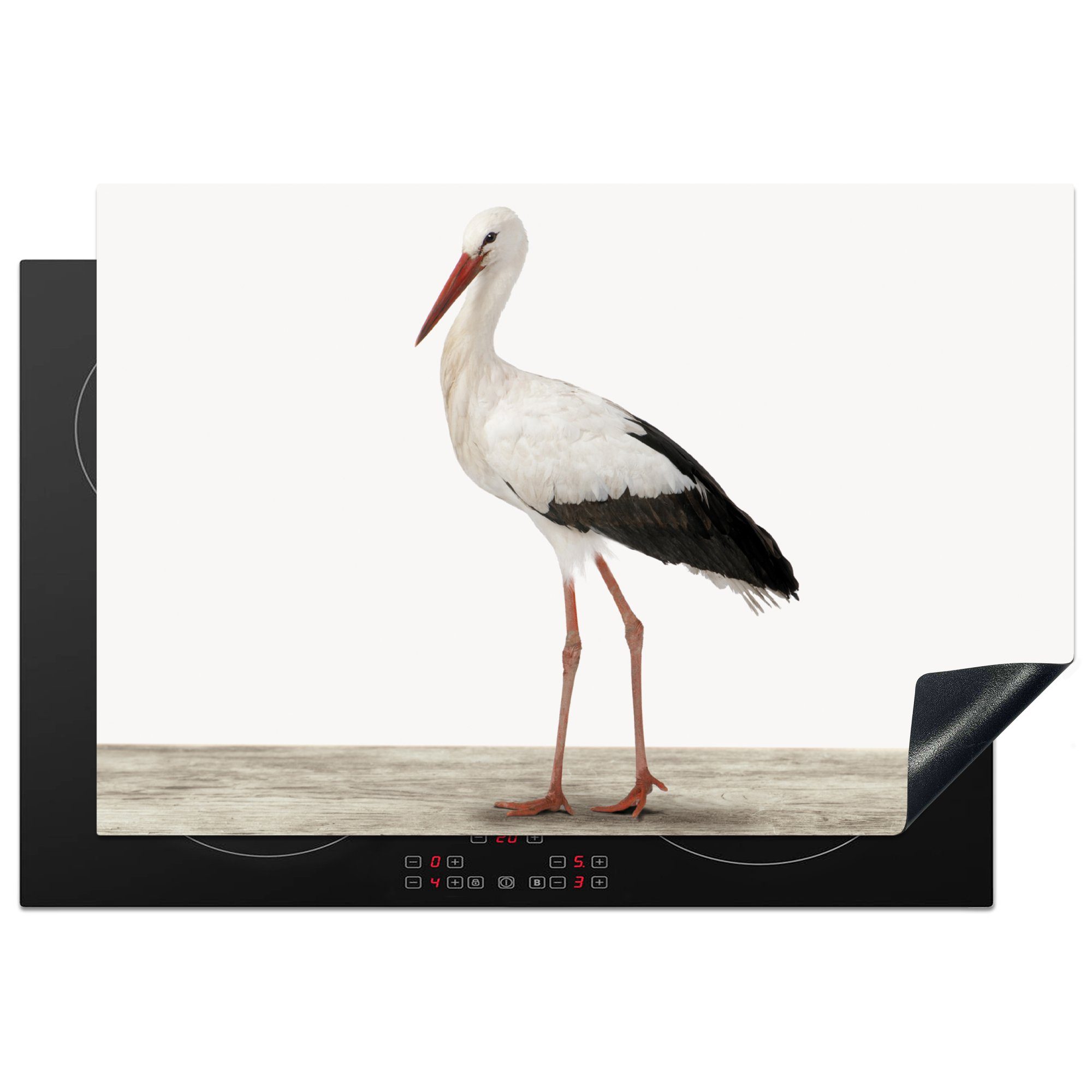MuchoWow Herdblende-/Abdeckplatte Storch - Vogel - Tiere - Jungen - Kinder - Mädchen, Vinyl, (1 tlg), 77x51 cm, Ceranfeldabdeckung, Arbeitsplatte für küche