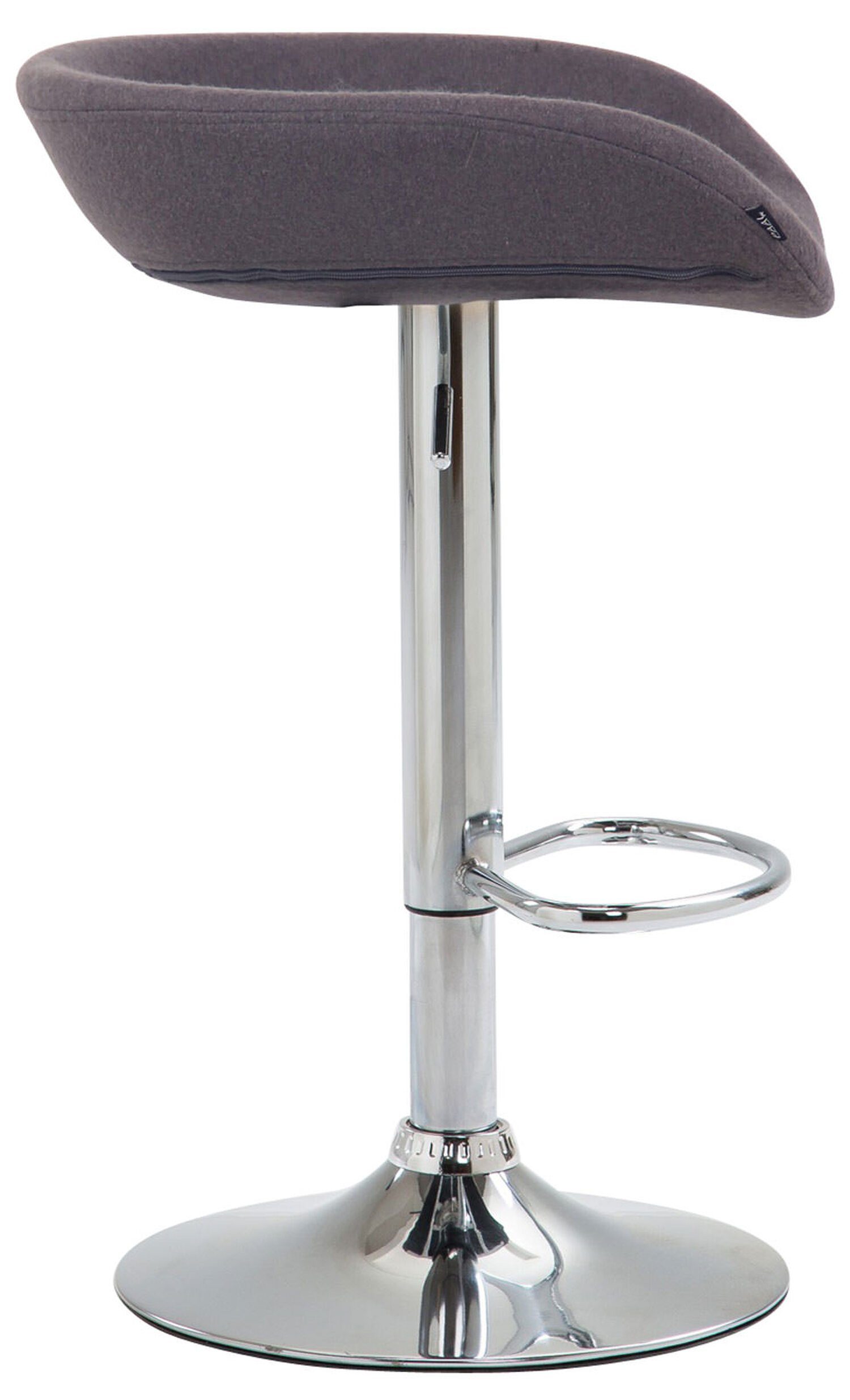 TPFLiving Barhocker Anna mit chrom & Gestell angenehmer 360° Metall drehbar Hocker und Sitzfläche: höhenverstellbar), Theke (Barstuhl - Filz für - Fußstütze Küche Grau